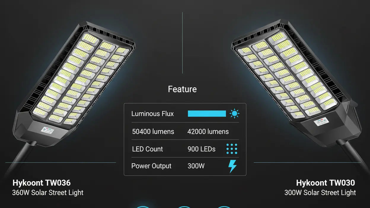 Hykoont TW036 vs TW030 Solar Street Light: Which 300W+ Powerhouse Is Right for Your Property?
