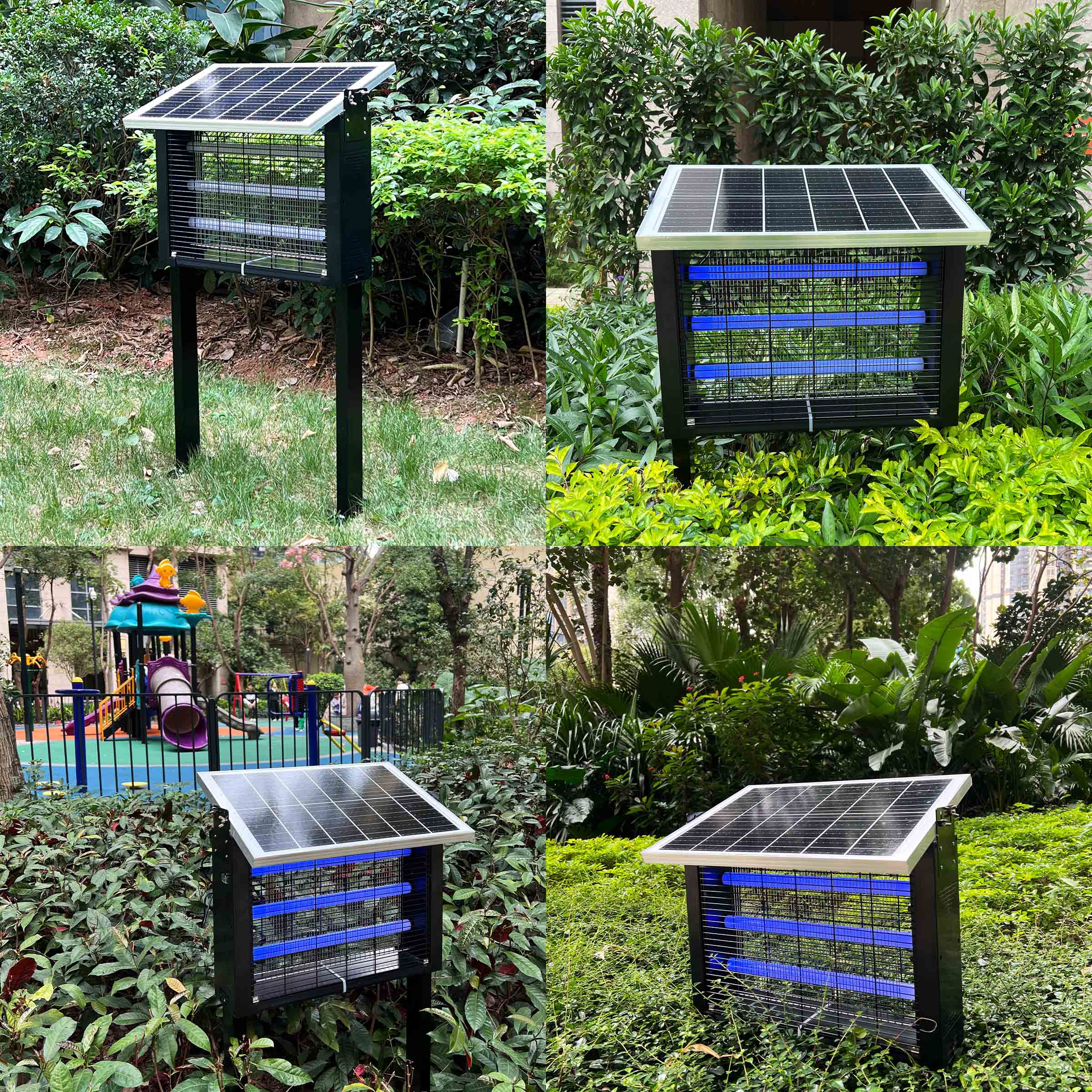 Hykoont 18W Solar LED Bug Zapper Light Triple Tube Dusk-to-Dawn