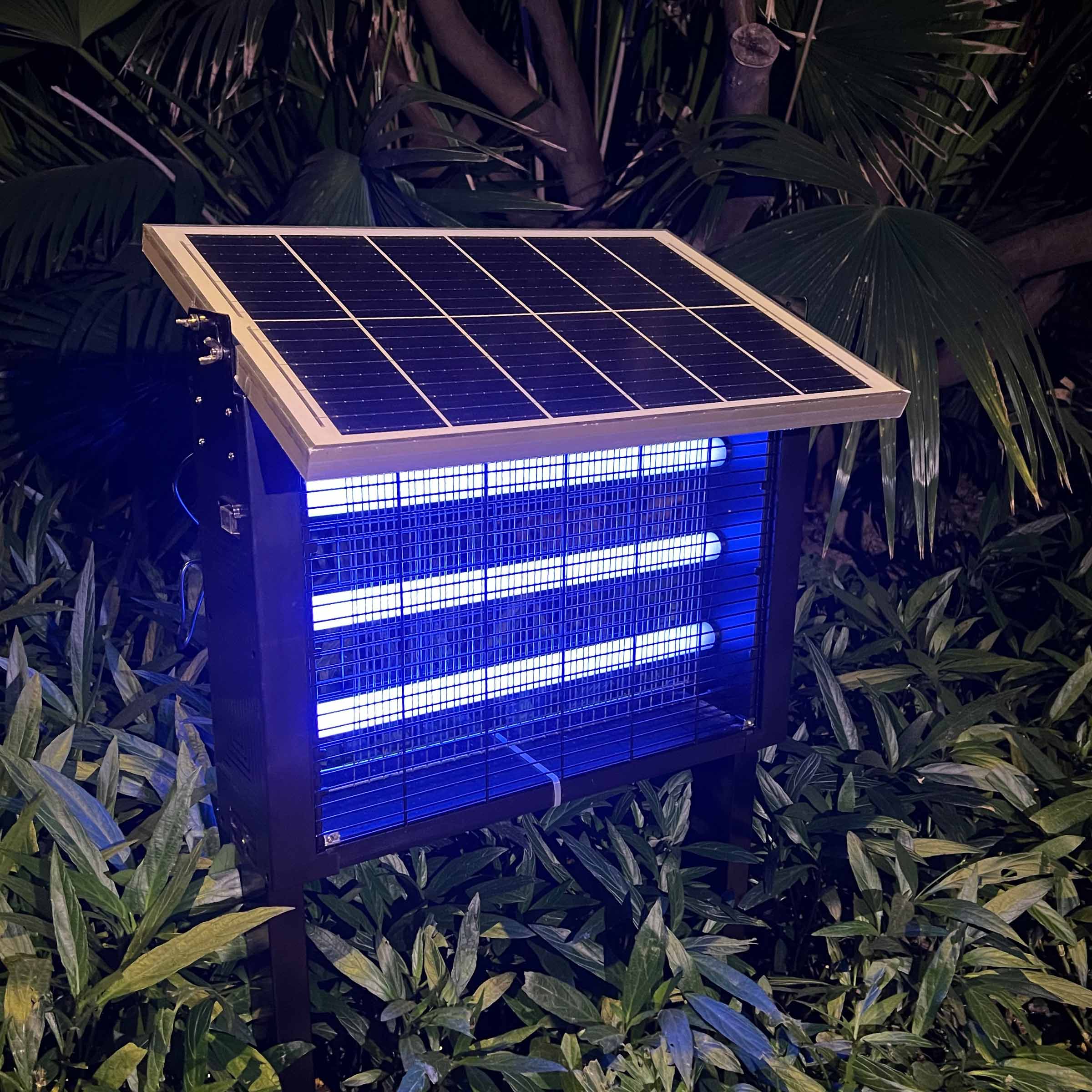 Hykoont 12W Solar LED Bug Zapper Light Triple Tube Dusk-to-Dawn