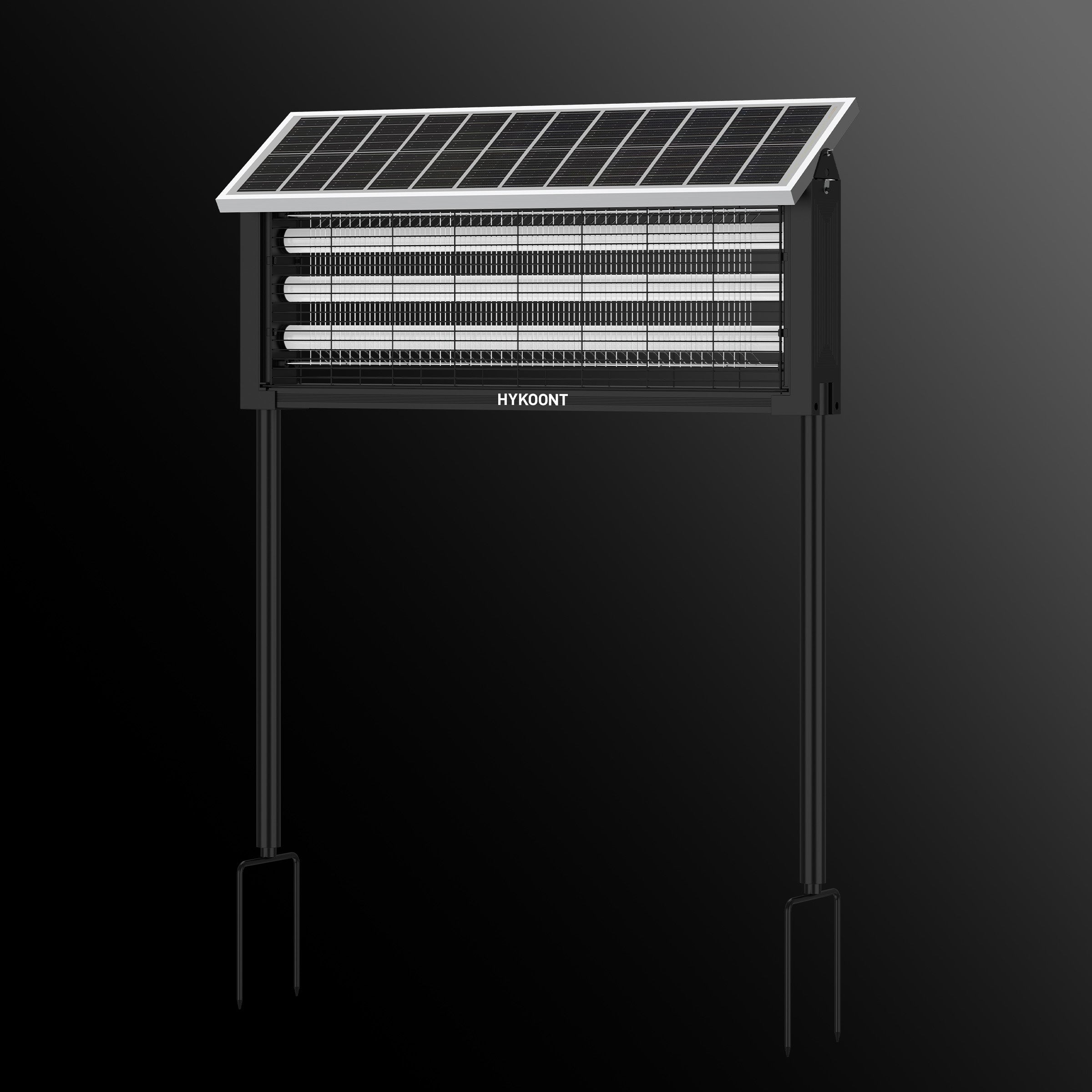 Hykoont 12W Solar LED Bug Zapper Light with Triple UV Tubes Ground Stake & Hanging Design IPX4