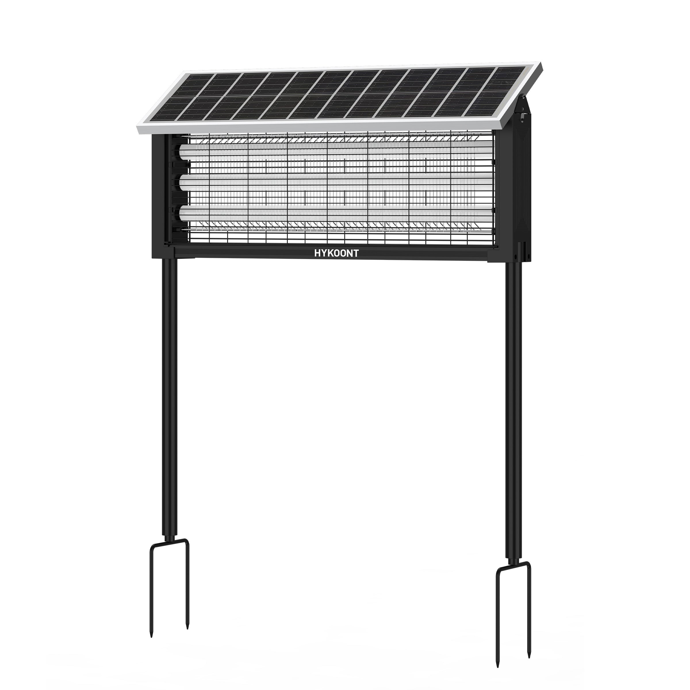 Hykoont 12W Solar LED Bug Zapper Light with Triple UV Tubes Ground Stake & Hanging Design IPX4
