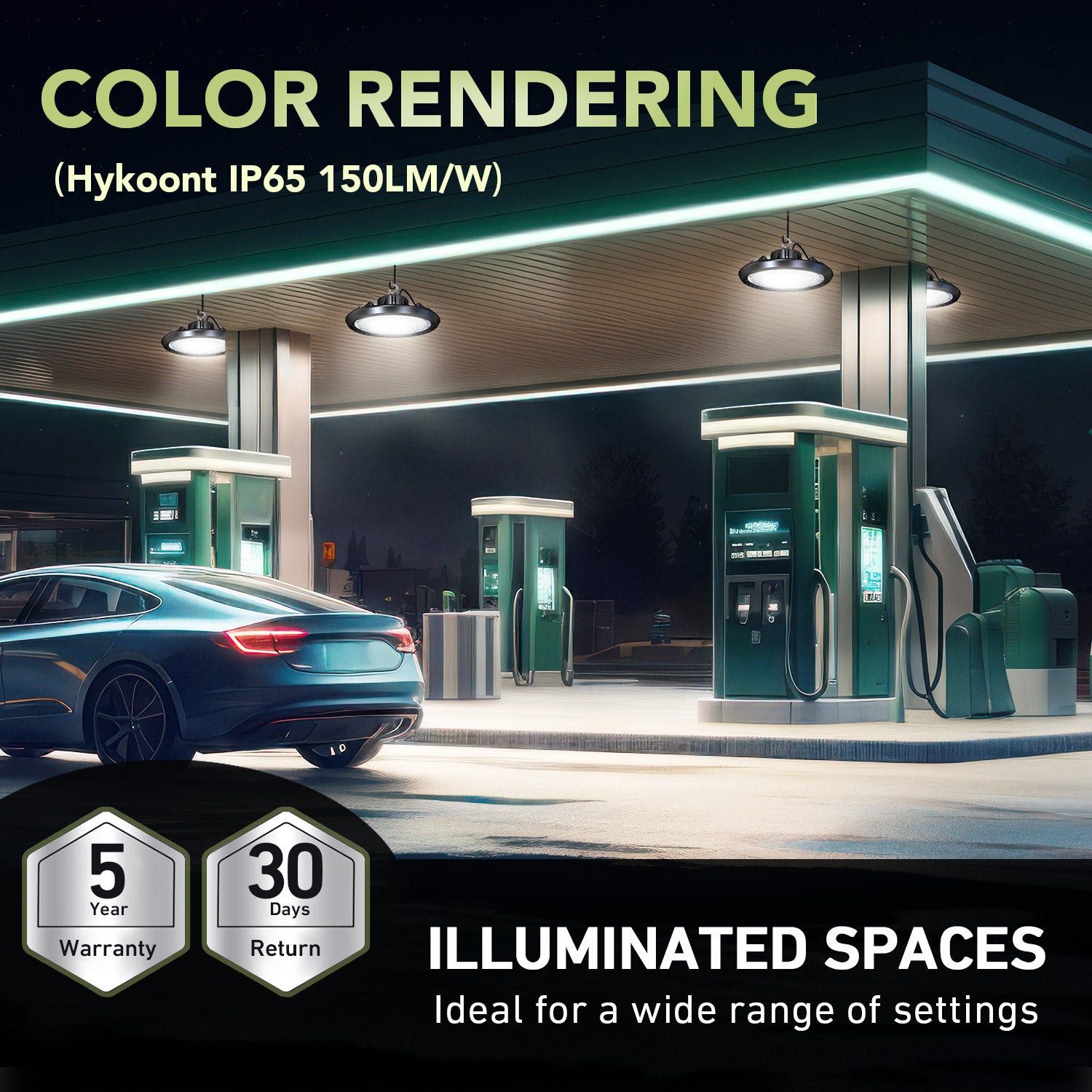 Hykoont GC377 UFO LED High Bay Lights UL DLC Certified 150/200 Watt, 4000-5000K, 150LM/W