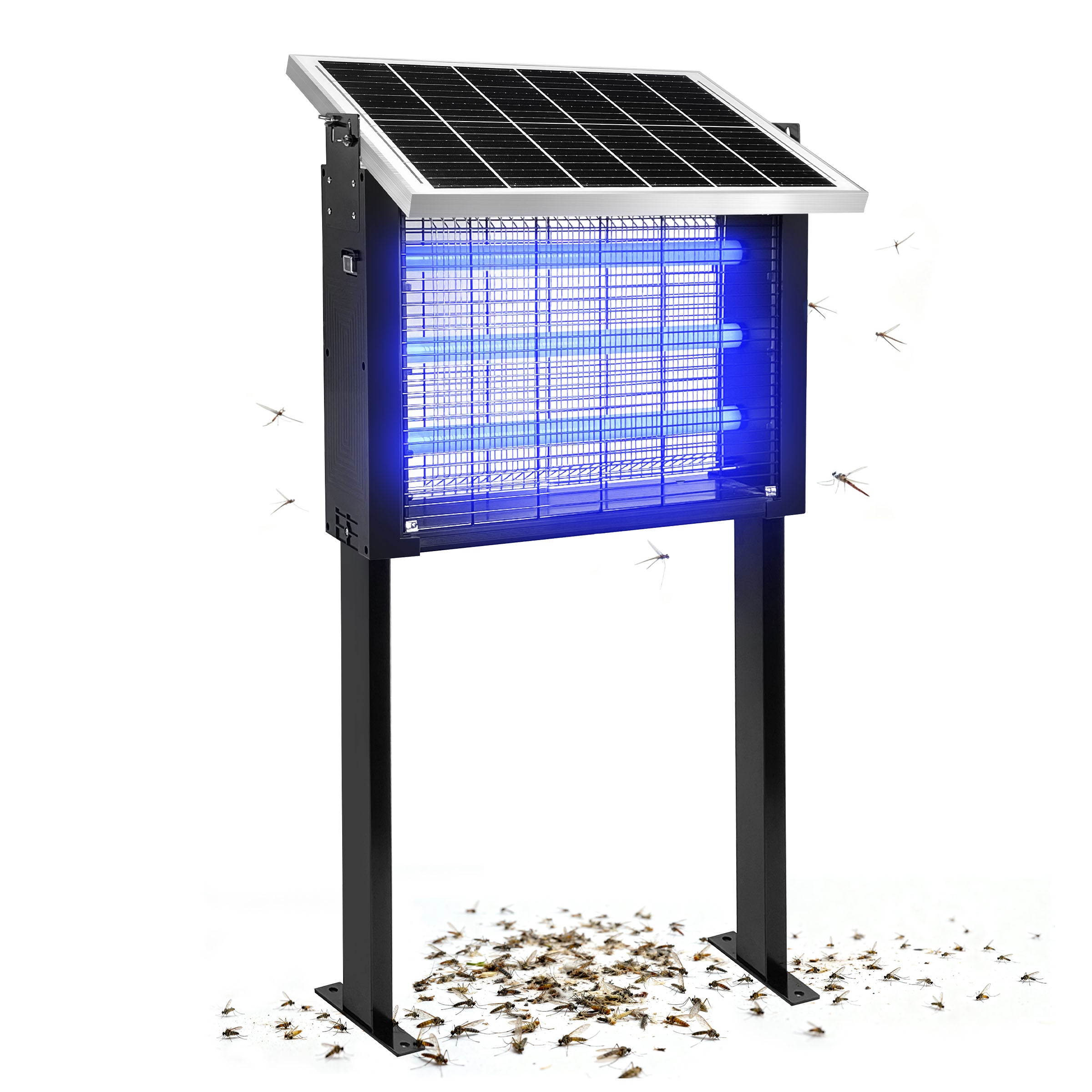 Hykoont 12W Solar LED Bug Zapper Light Triple Tube Dusk-to-Dawn