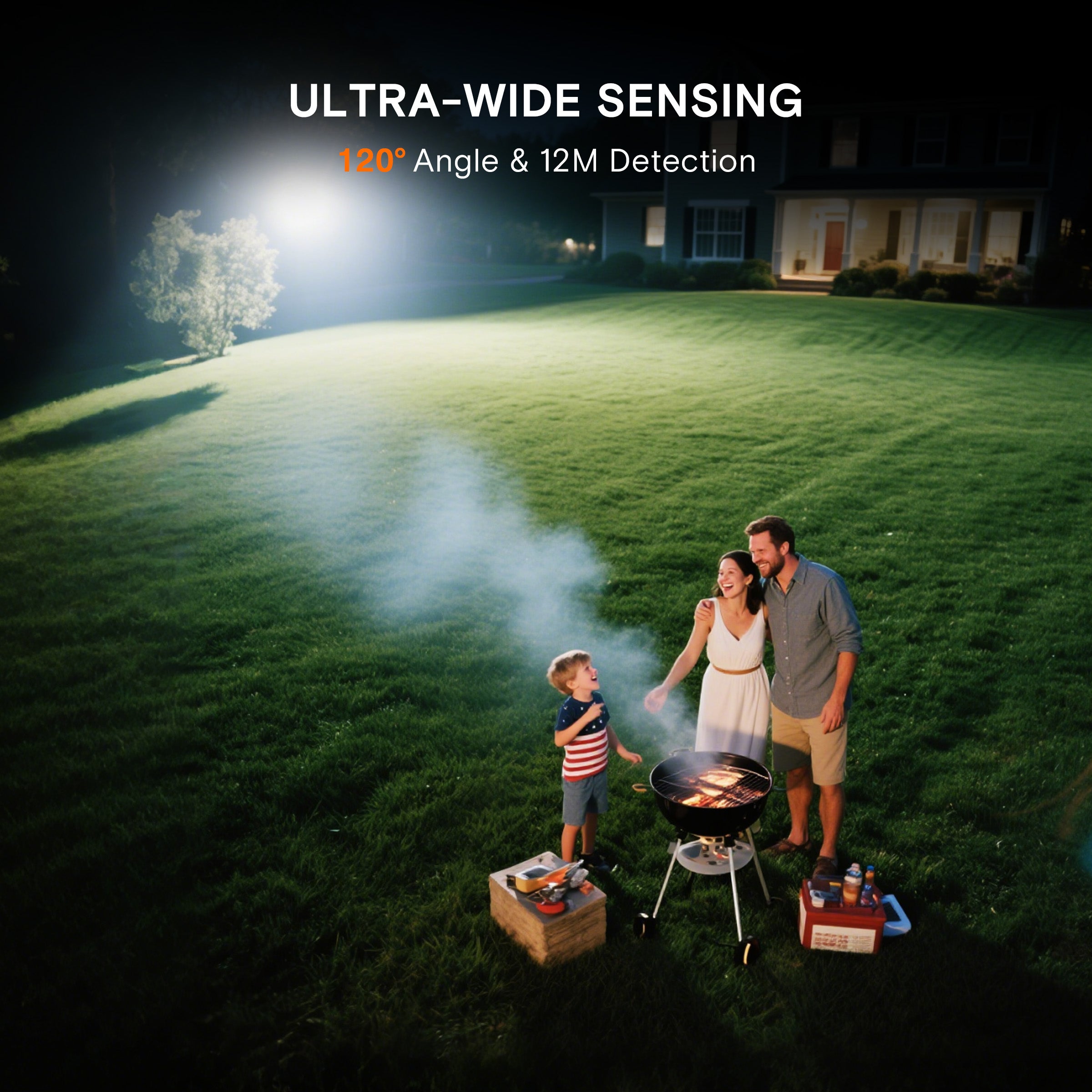 Hykoont AMS193 270° Wide Angle 3-Head 3000LM Solar Wall Light Outdoor with Replaceable Battery 3 Mode 2 Pack