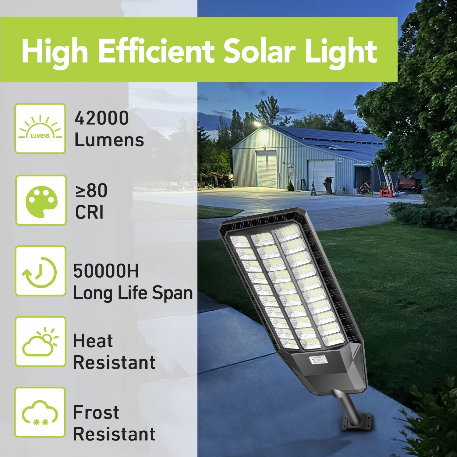 Hykoont TW030 42000 Lumens 300W Solar Street Light 1 Pack