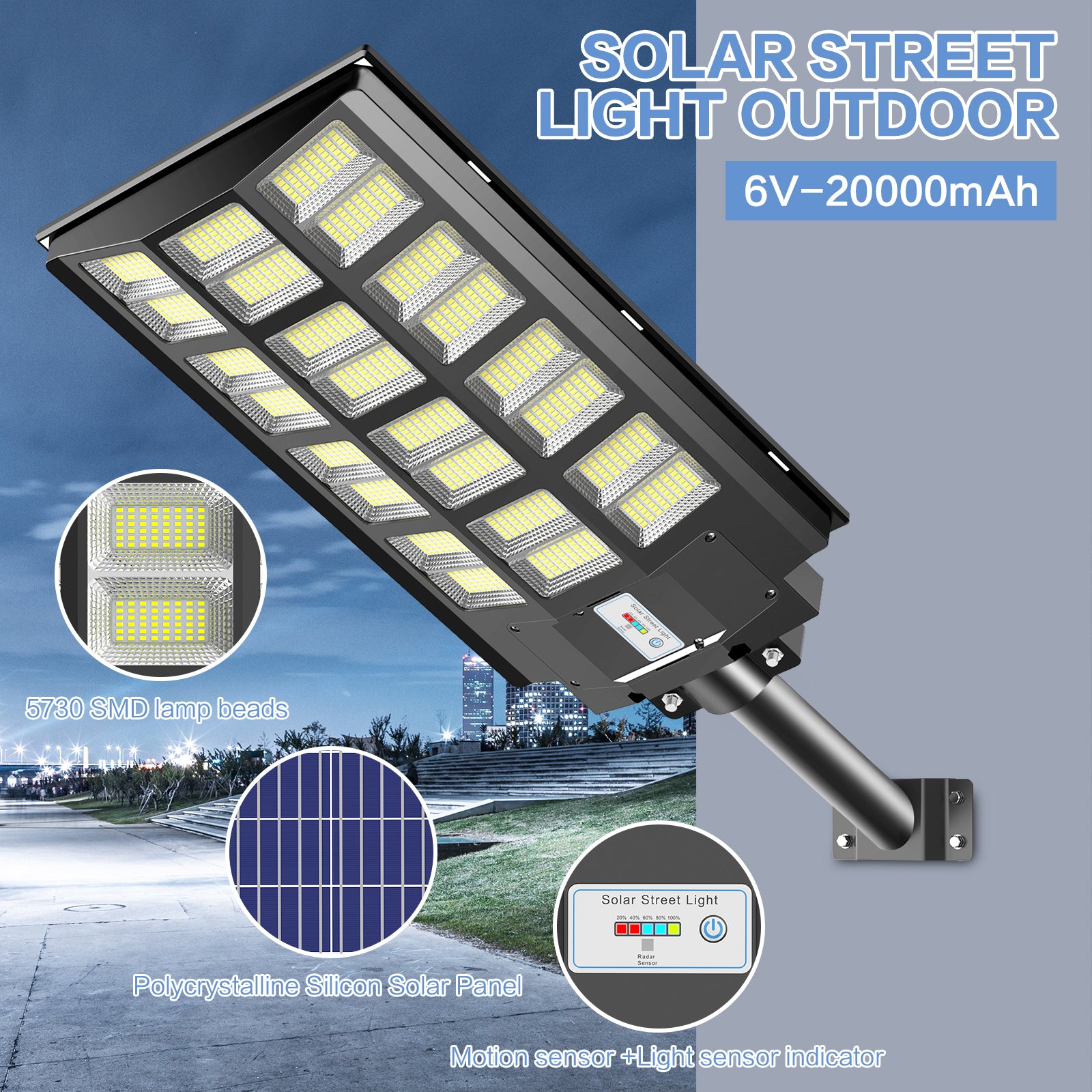 Hykoont BM024 160W Solar Street Light 21600 Lumens 2PACK