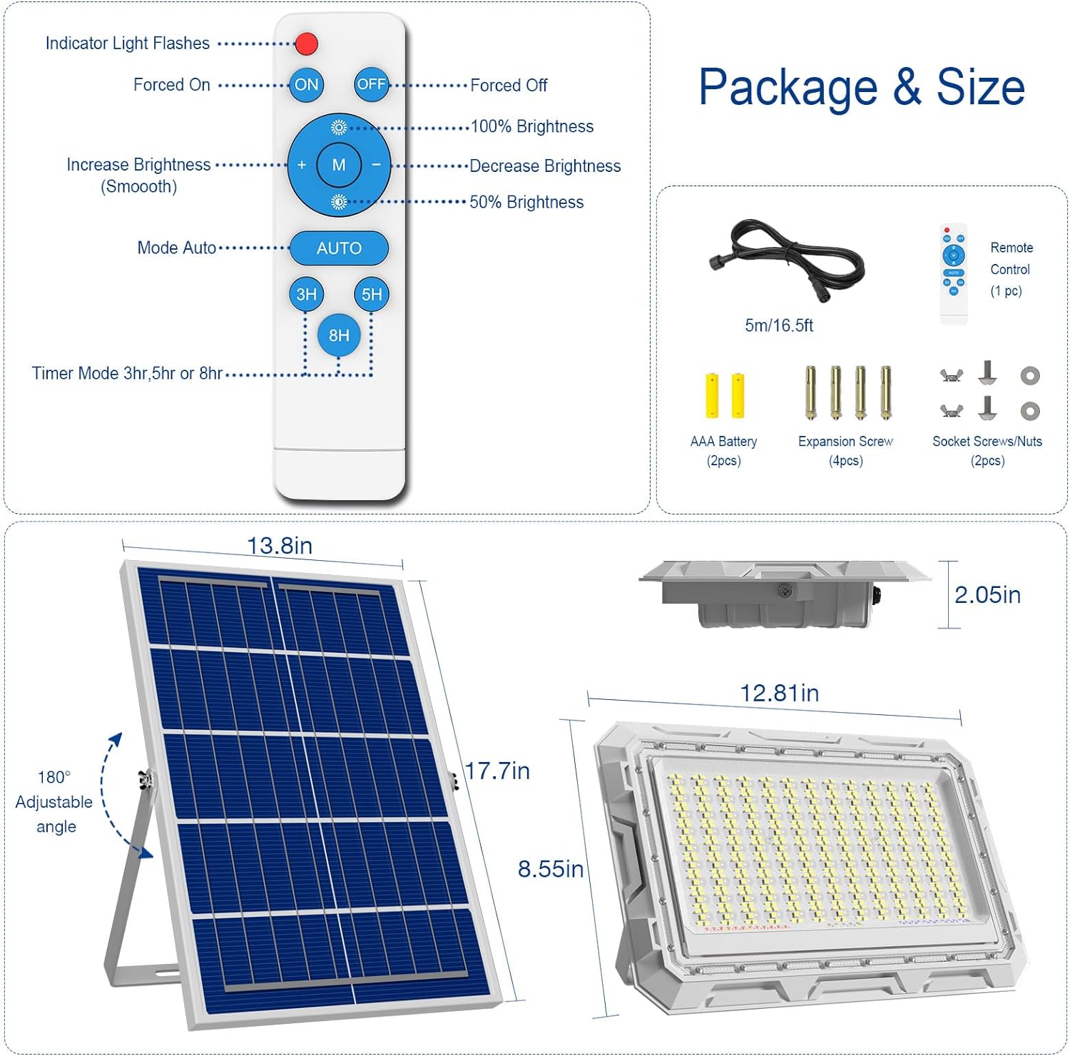 Hykoont ZZ117 Solar Flood Lights Outdoor 2Pack