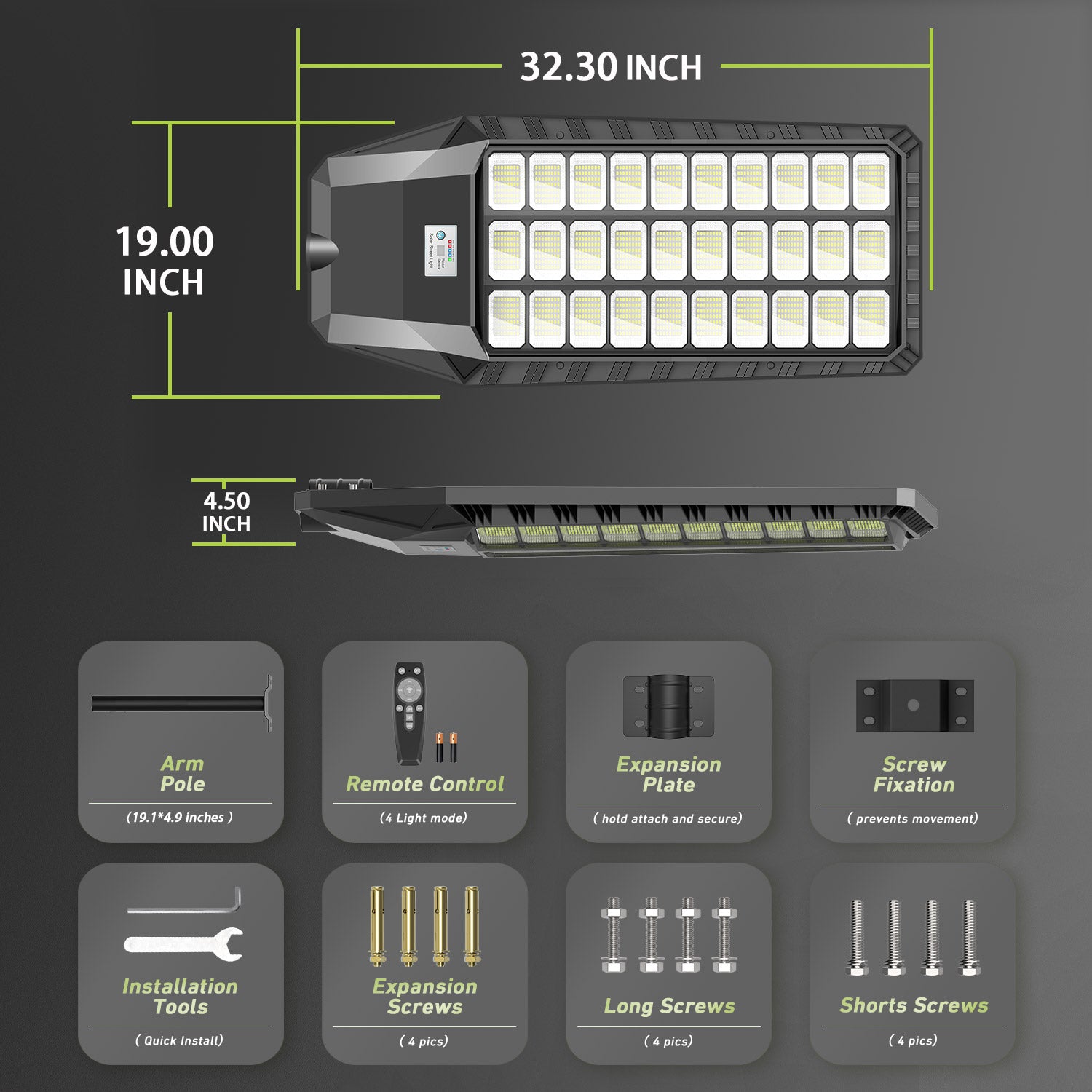 Hykoont TW030 300W Solar Street Light 42000 Lumens Dusk to Dawn 2Pack