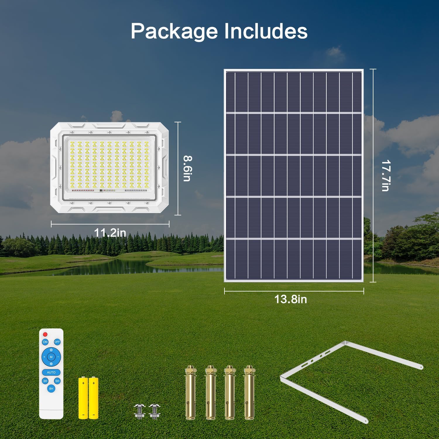 Hykoont ZZ077 300W LED Solar Flood Lights 2 Pack