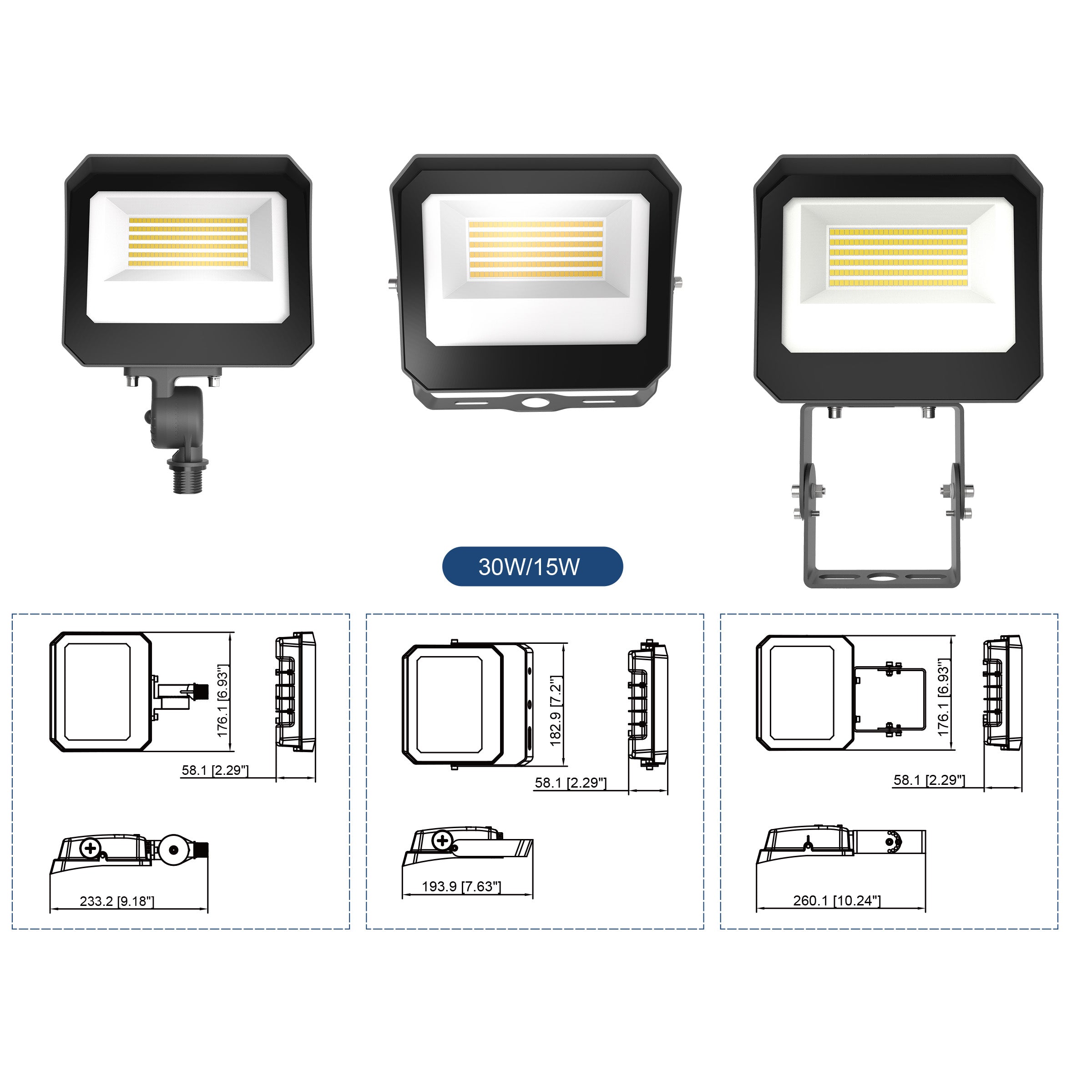 Hykoont FD06-35/20/15W LED Flood Light - Adjustable Color Temperature & Power