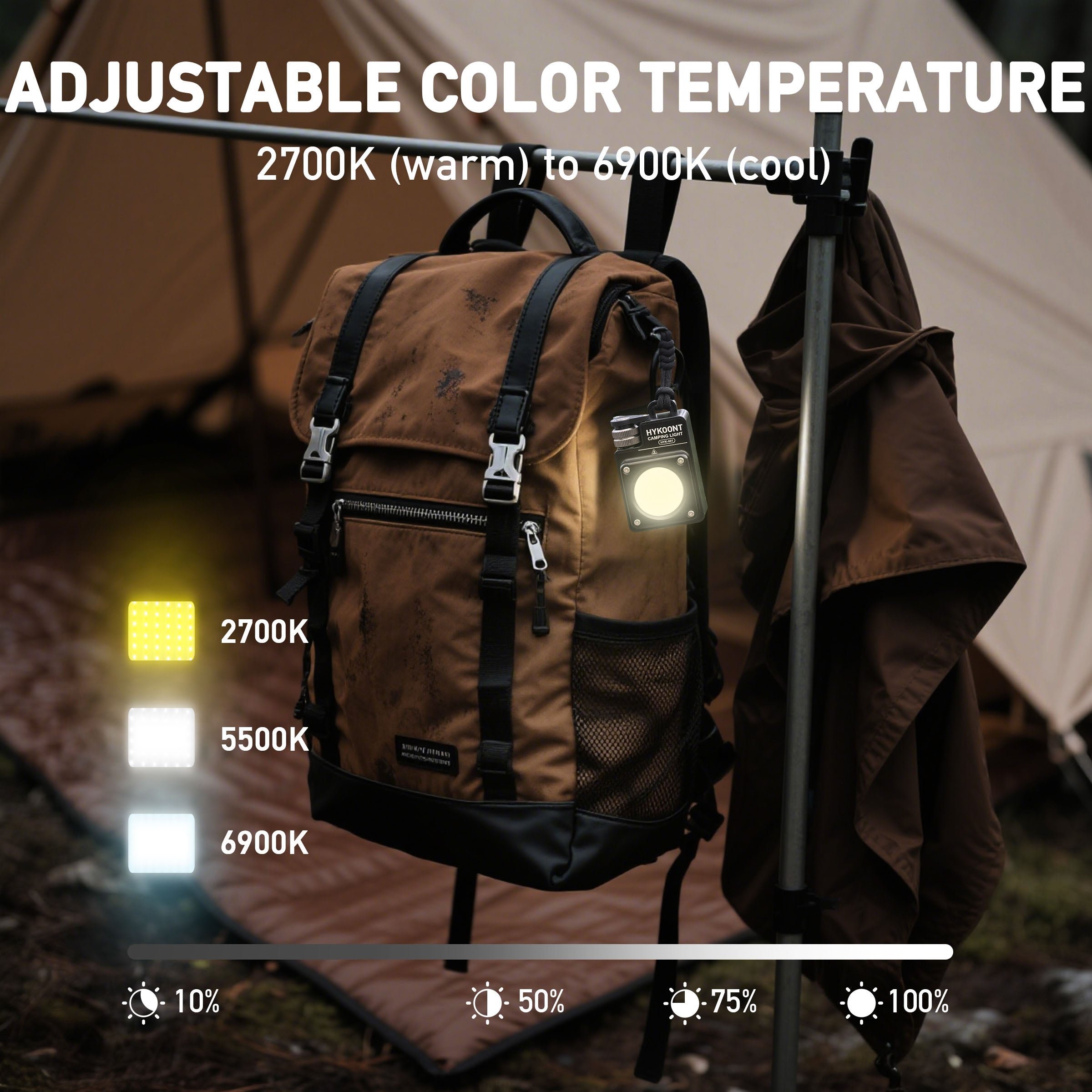 HYKOONT HYK-001 5000LM Super Bright Magnetic Camping&work Light |2700K–6900K | Waterproof & Rechargeable Flash light