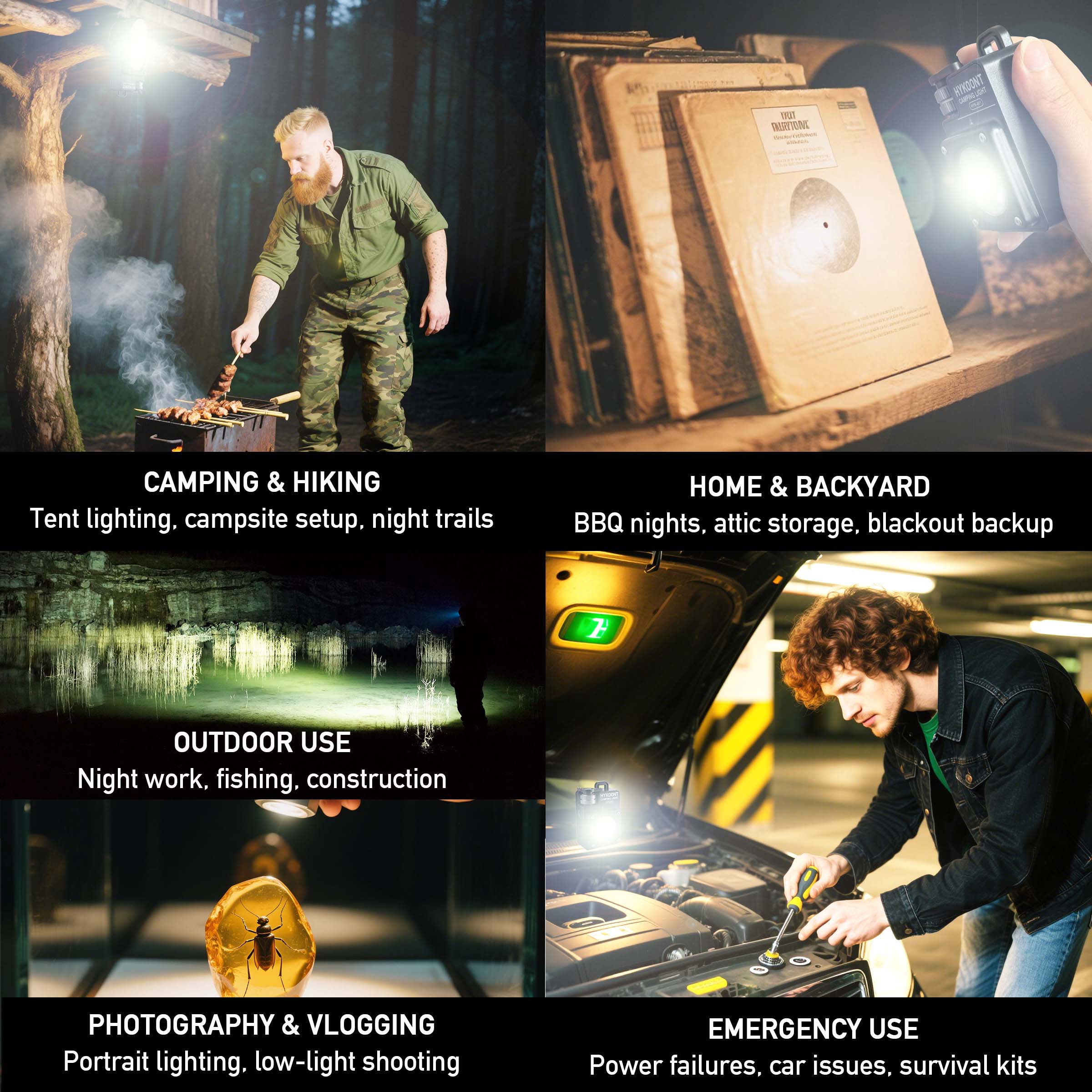 HYKOONT HYK-001 5000LM Super Bright Magnetic Camping&work Light |2700K–6900K | Waterproof & Rechargeable Flash light