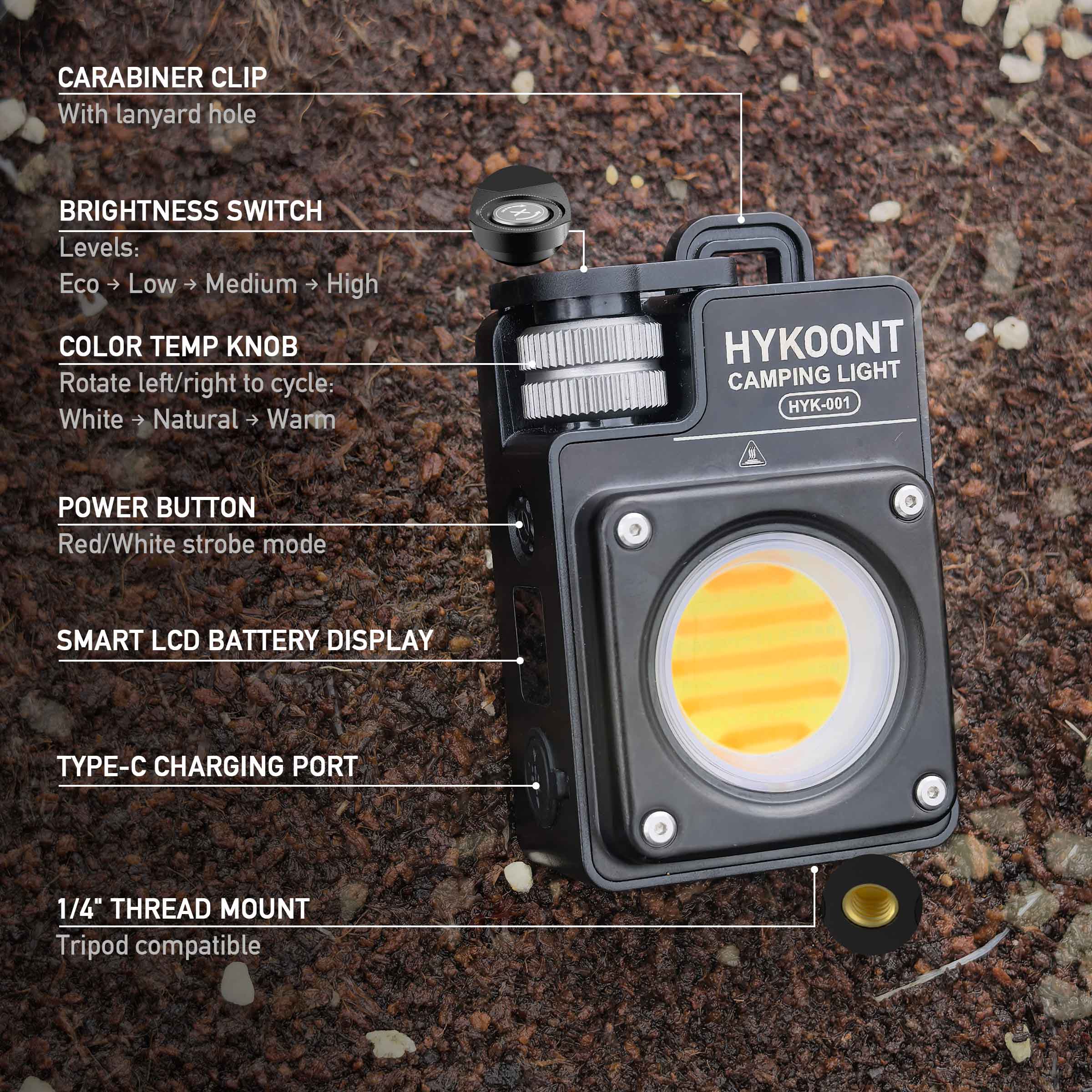 HYKOONT HYK-001 5000LM Super Bright Magnetic Camping&work Light |2700K–6900K | Waterproof & Rechargeable Flash light