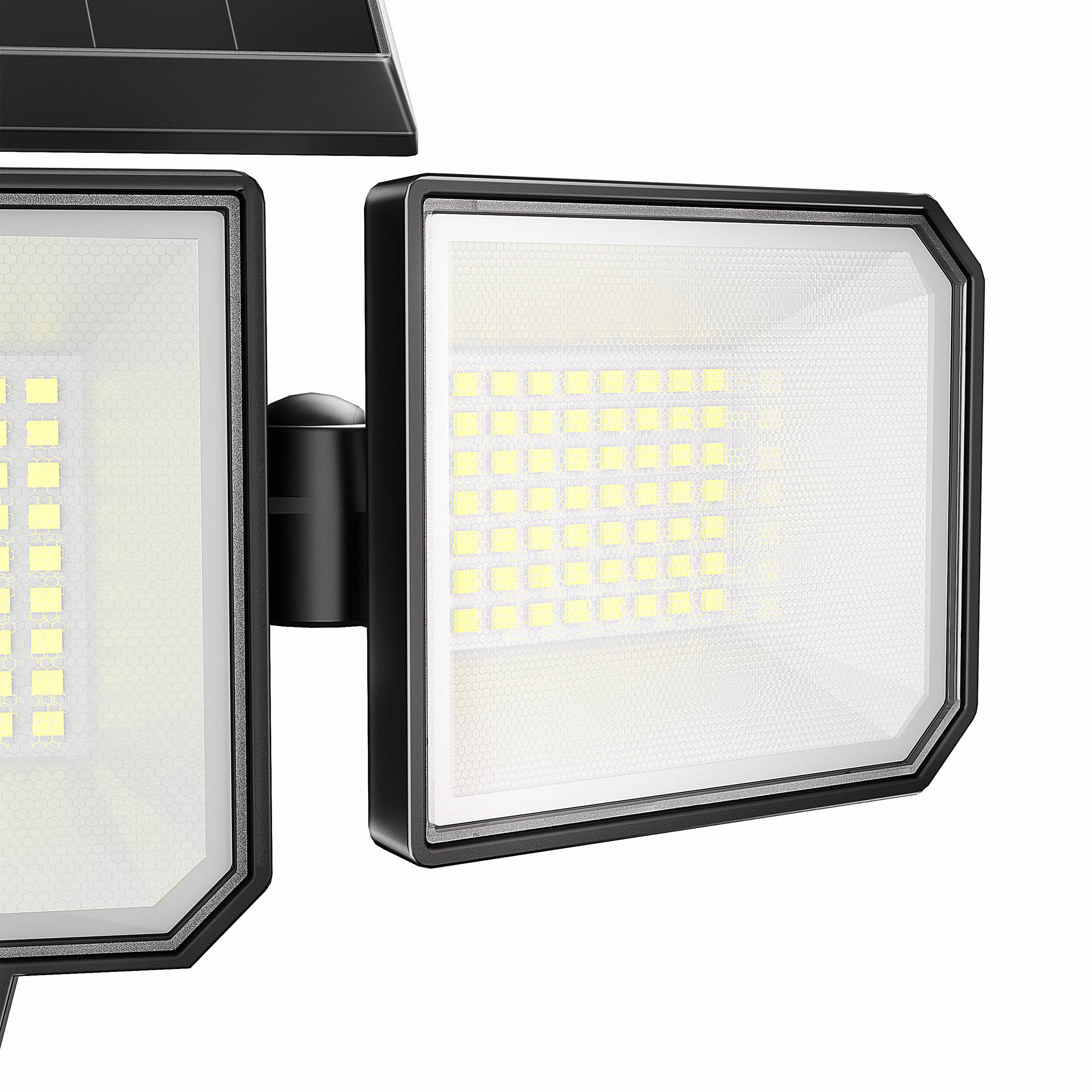 Hykoont AMS193 270° Wide Angle 3-Head 3000LM Solar Wall Light Outdoor with Replaceable Battery 3 Mode 2 Pack