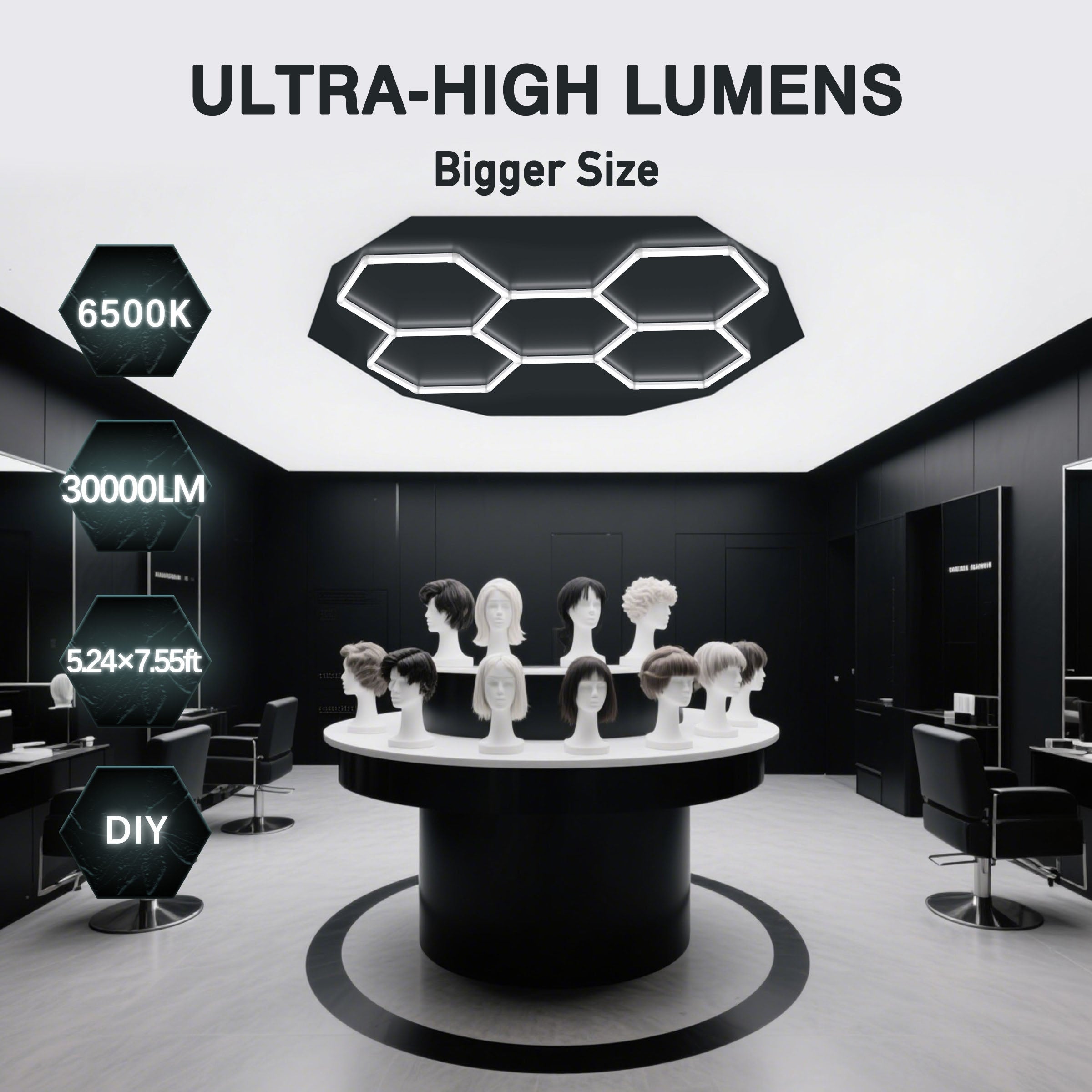 Hykoont 47840LM LED Hexagon Garage Lights 5-Grid,11-Grid