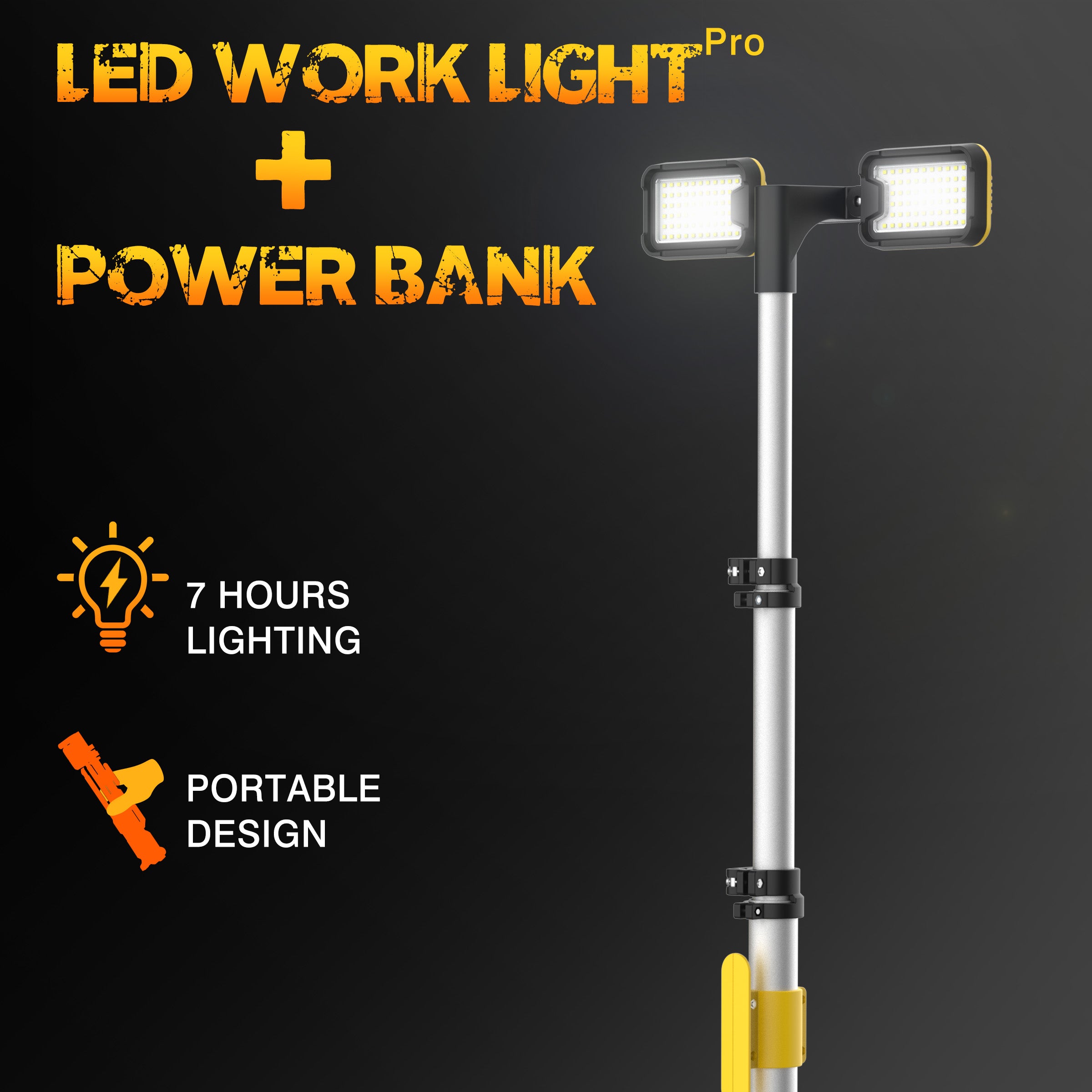 Hykoont MX5085 Multifunctional LED WorkMax Light with Power Bank 8000LM IP65 Tripod-Compatible for Outdoor and Emergency Use