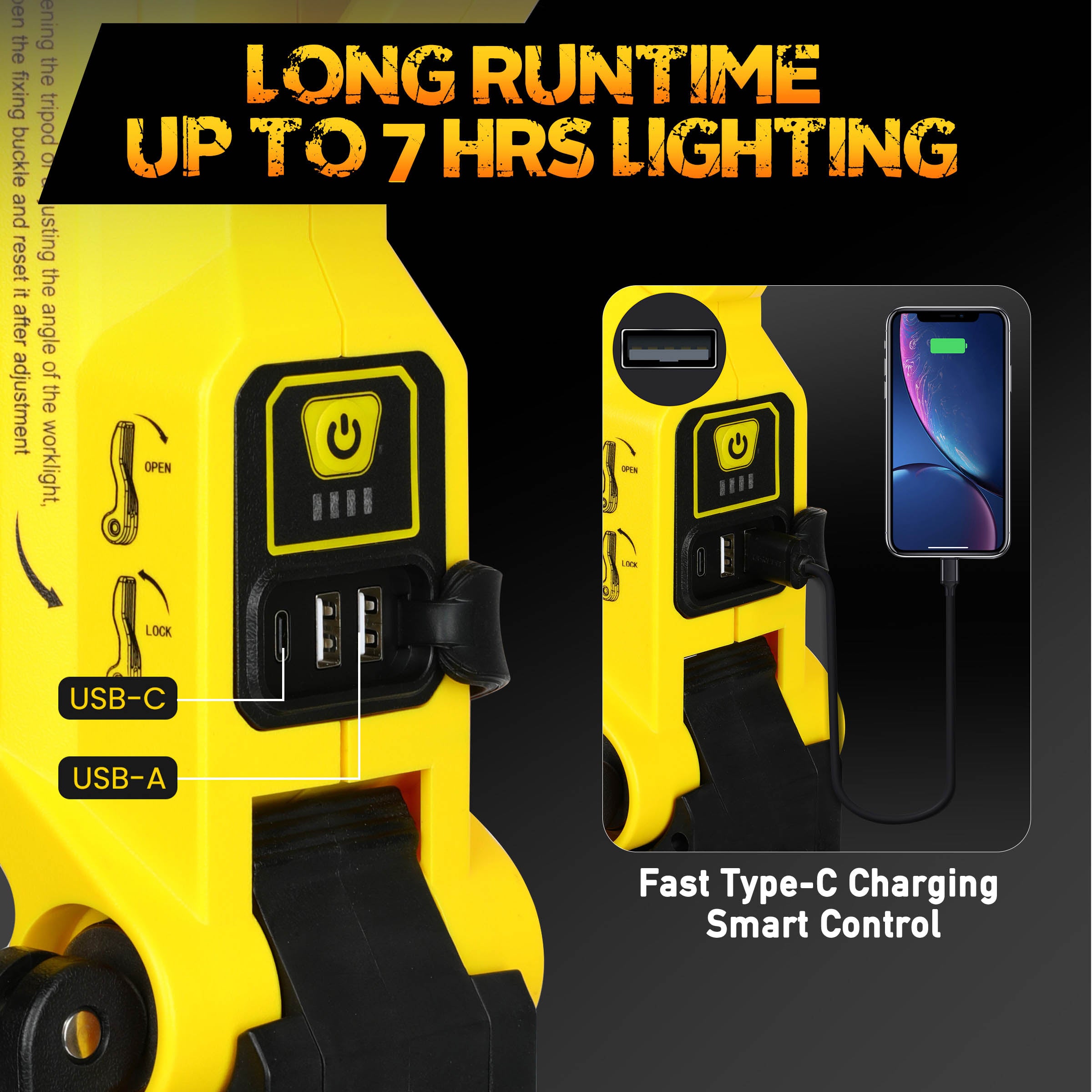 Hykoont MX5085 Multifunctional LED WorkMax Light with Power Bank 8000LM IP65 Tripod-Compatible for Outdoor and Emergency Use