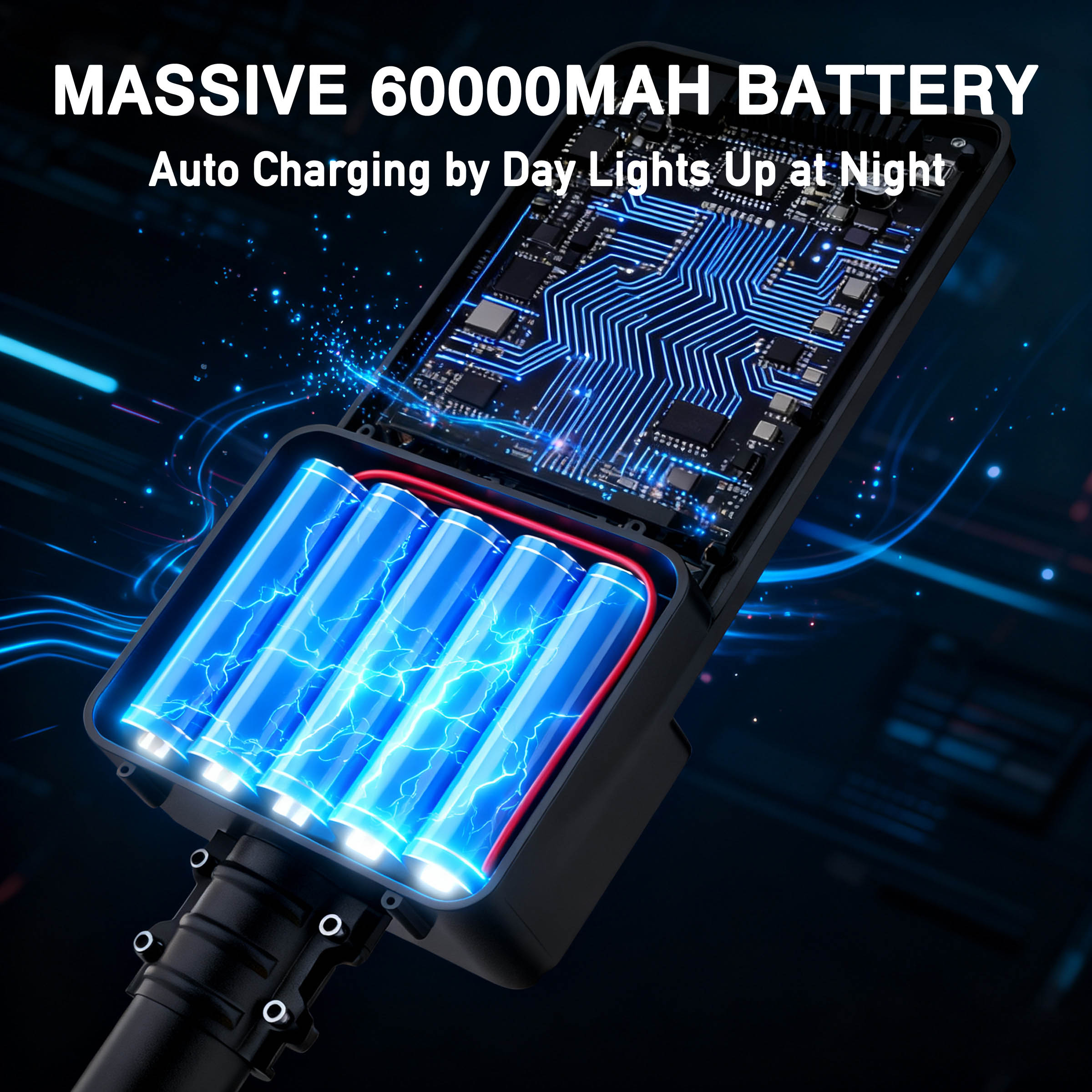 Hykoont SZ300 Commercial Solar Street Lights 400W 60000LM Mono Solar Panel with Die-Cast Aluminum