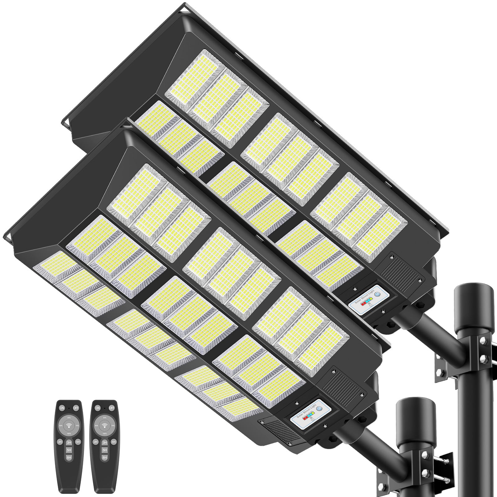 Hykoont BM027 Outdoor Solar Street Lights 25650LM 6500-7000K IP66 For Yard, Garage, Pathway