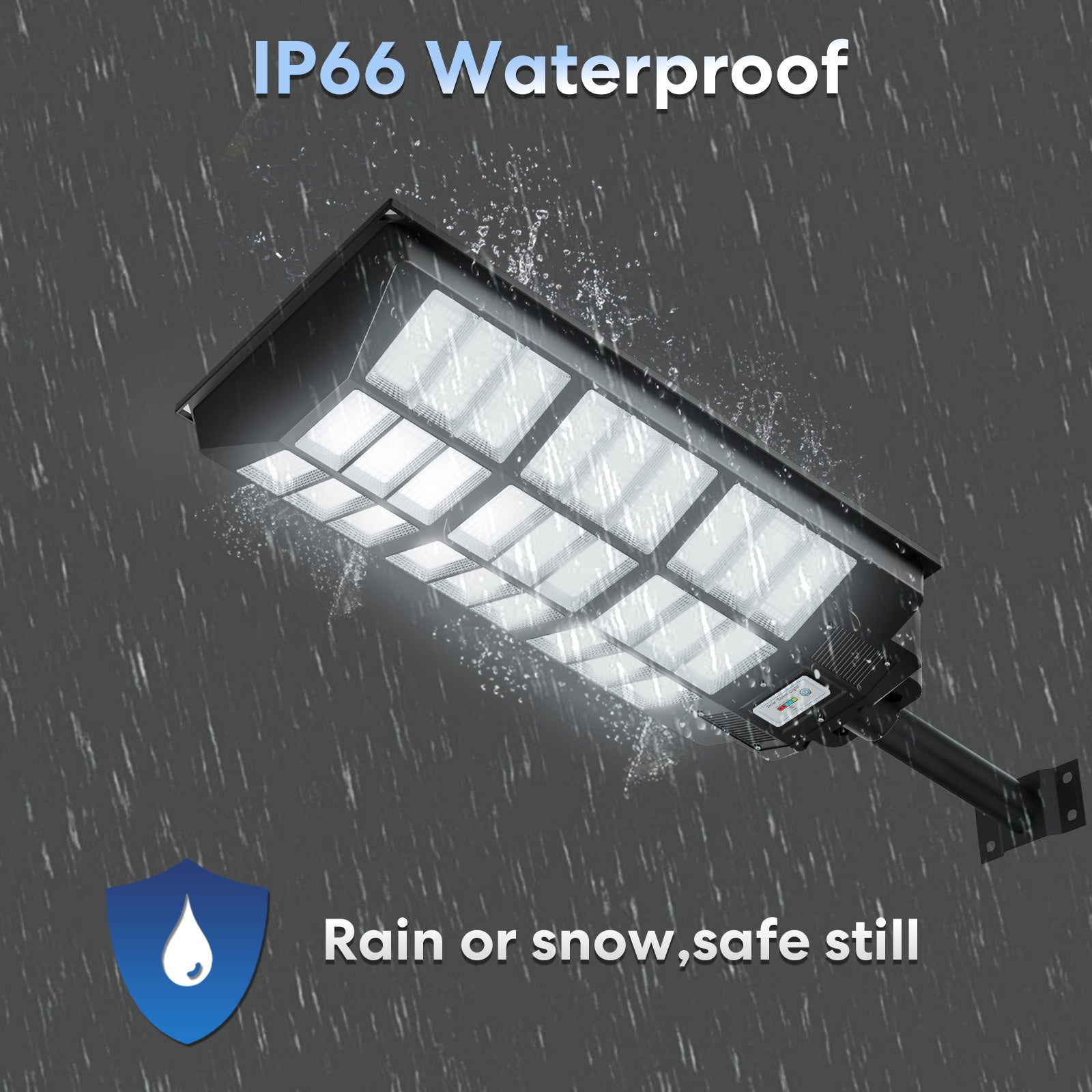 Hykoont BM027 Outdoor Solar Street Lights 25650LM 6500-7000K IP66 For Yard, Garage, Pathway