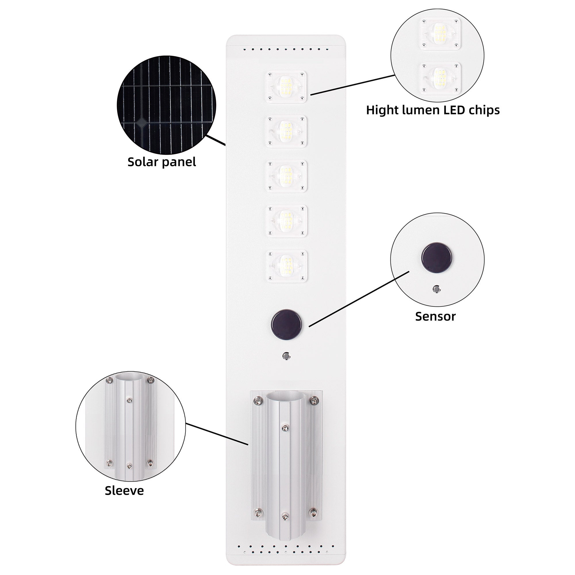 YK060 60W 9600LM Smart Solar Street Light with 144WH Li-FePO4 and Intelligent MPPT Control