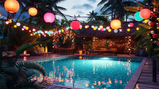 the beautiful pool lights