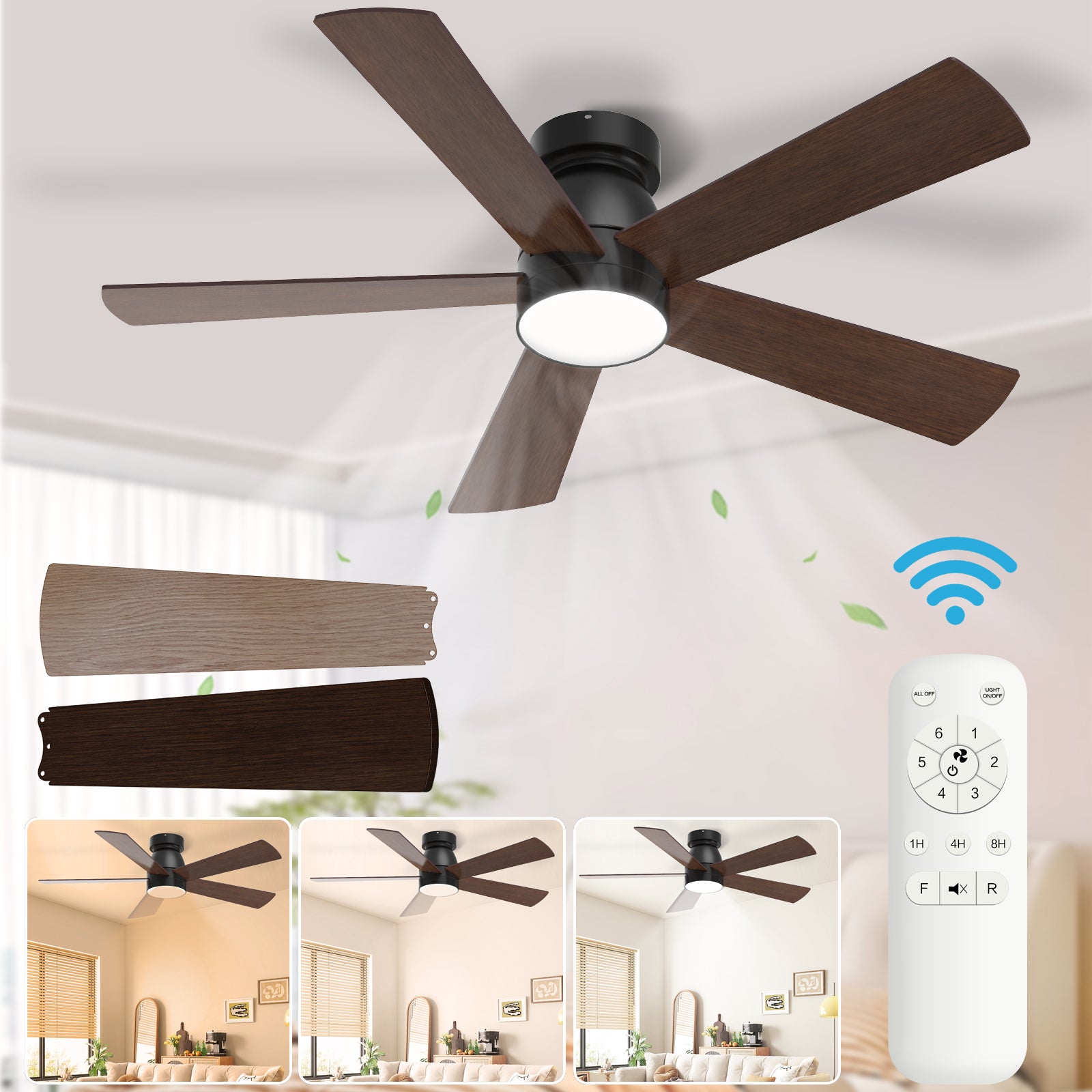 Hykoont 48'' Ceiling Fans with Lights