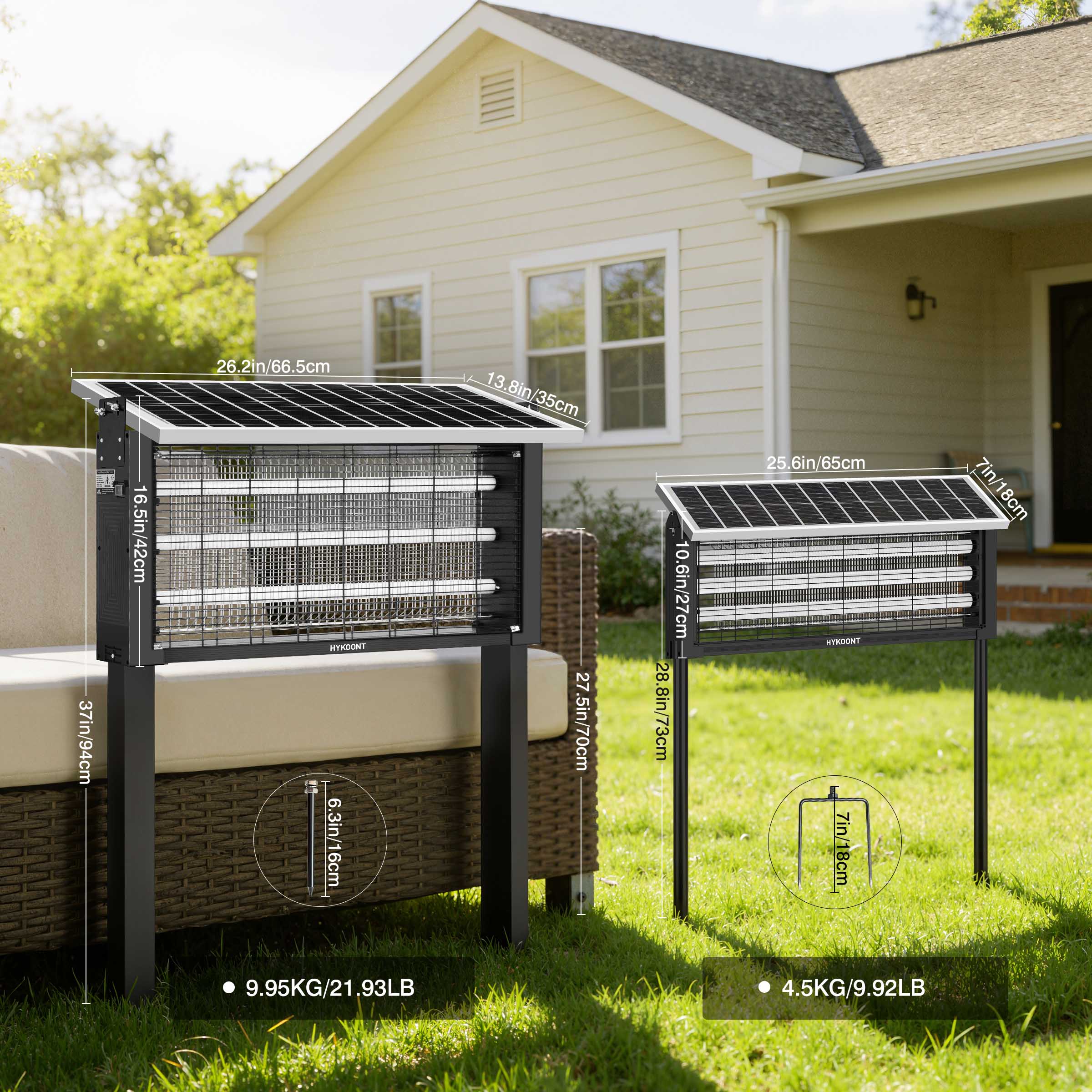 Hykoont 30W Solar LED Bug Zapper Light Pro Triple Tube Dusk-to-Dawn