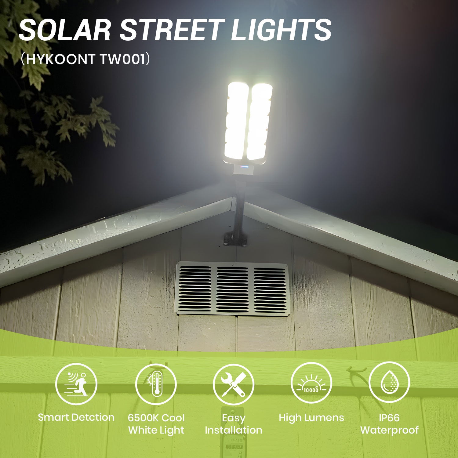 Hykoont TW001 Solar Street Light Dual-Lamp Design