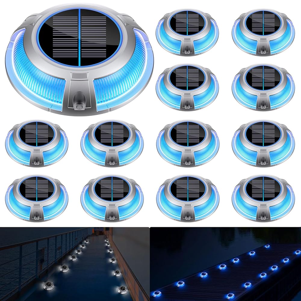 HYKOONT Solar Deck Lights - LED Powered, IP68 Waterproof (12-Pack)