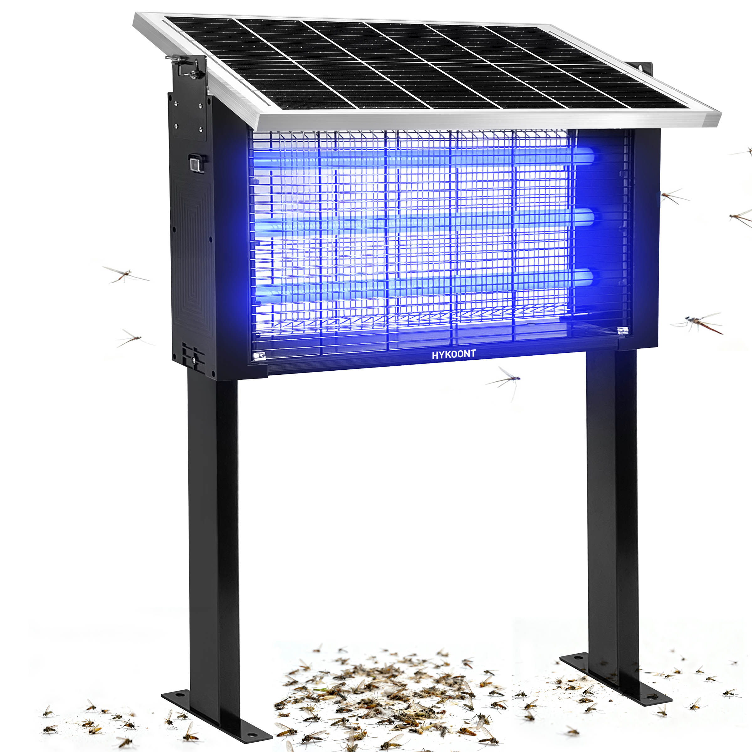 Hykoont 18W Solar LED Bug Zapper Light Triple Tube Dusk-to-Dawn