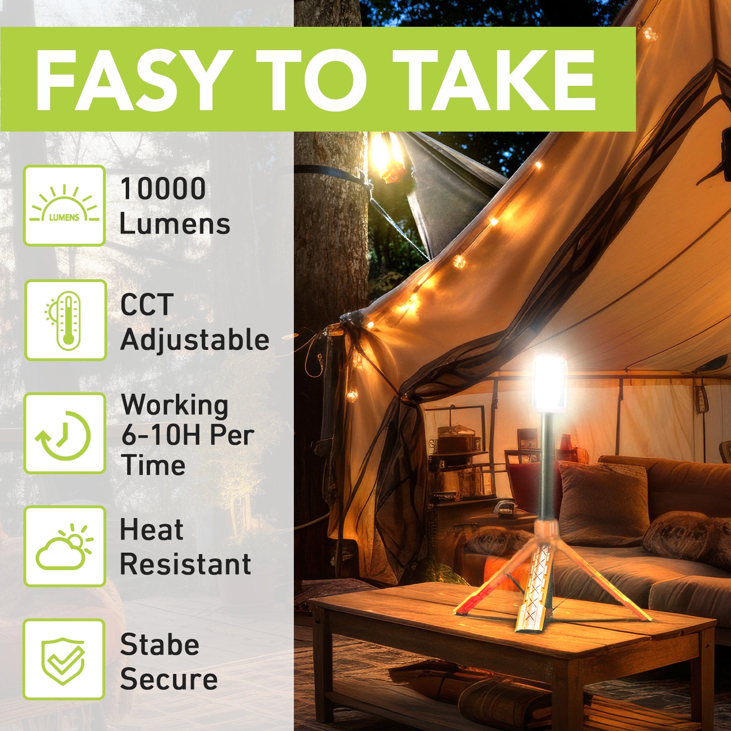 Buy and Get Free Work Light Hykoont IP66 Multifunctional Camping Light Type-C Charger