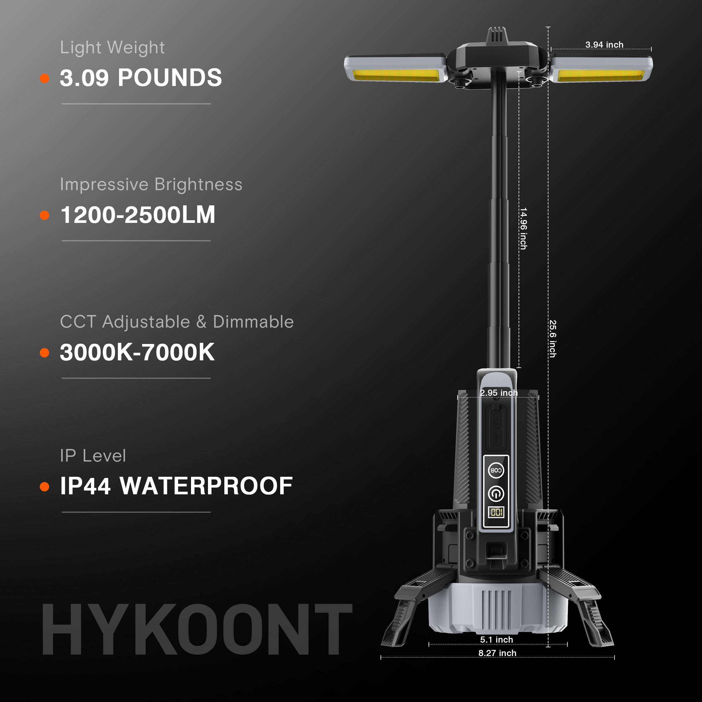 Hykoont LS018 Multi-Function Flashlight Portable Extendable Adjustable Brightness CCT Bright