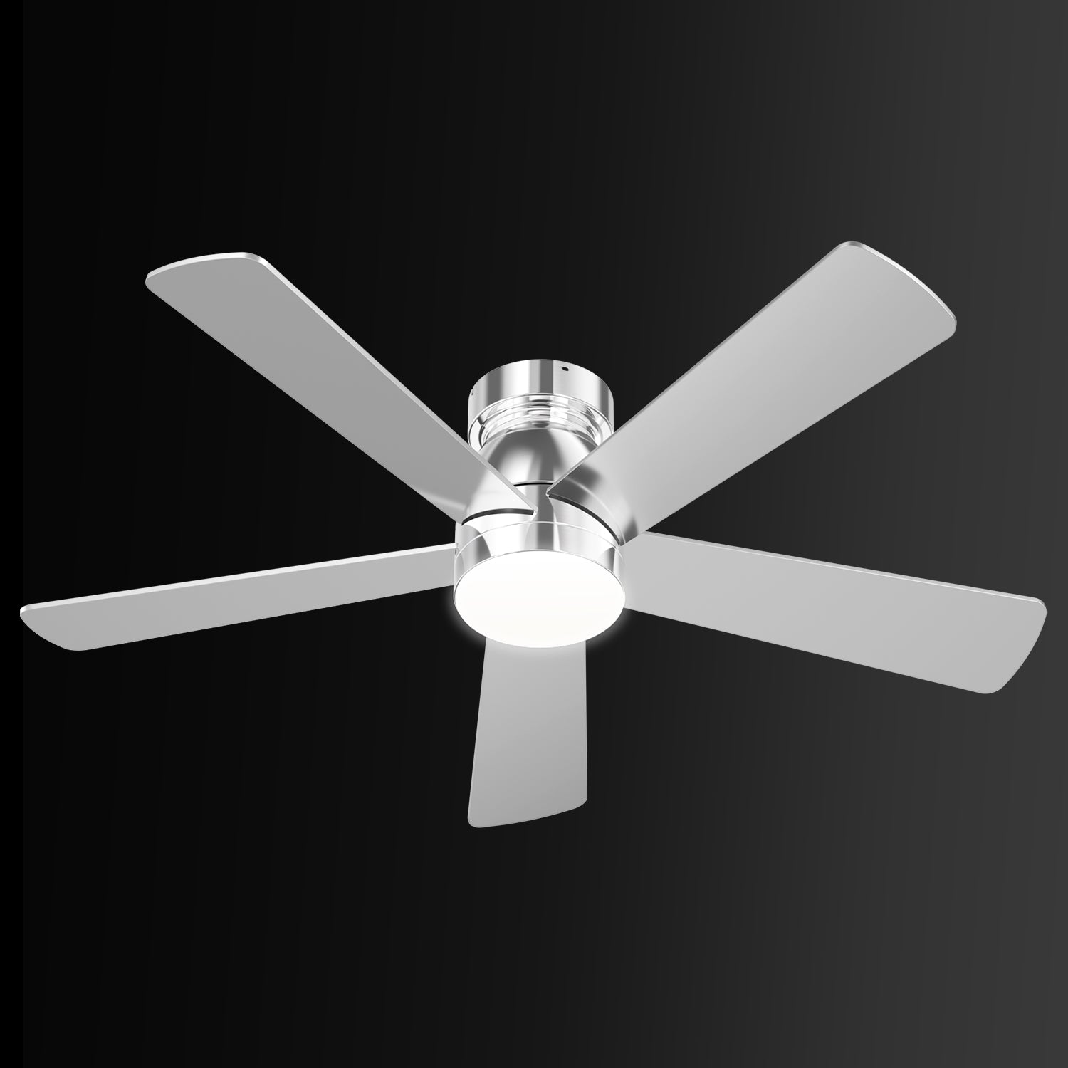 Hykoont Silver Ceiling Fan with LED Light Wireless Control and Customizable Light