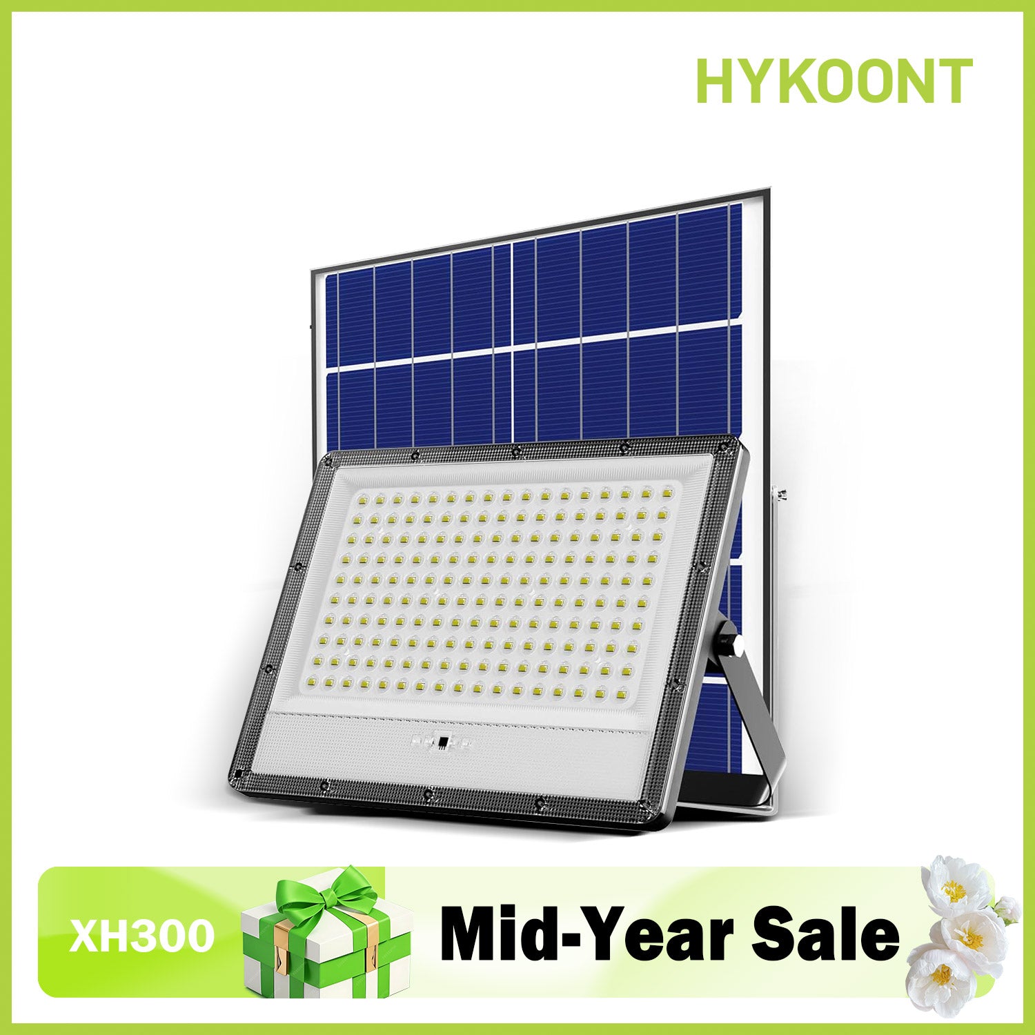 Hykoont XH300 Solar Flood Lights Outdoor 42000LM 2 Pack