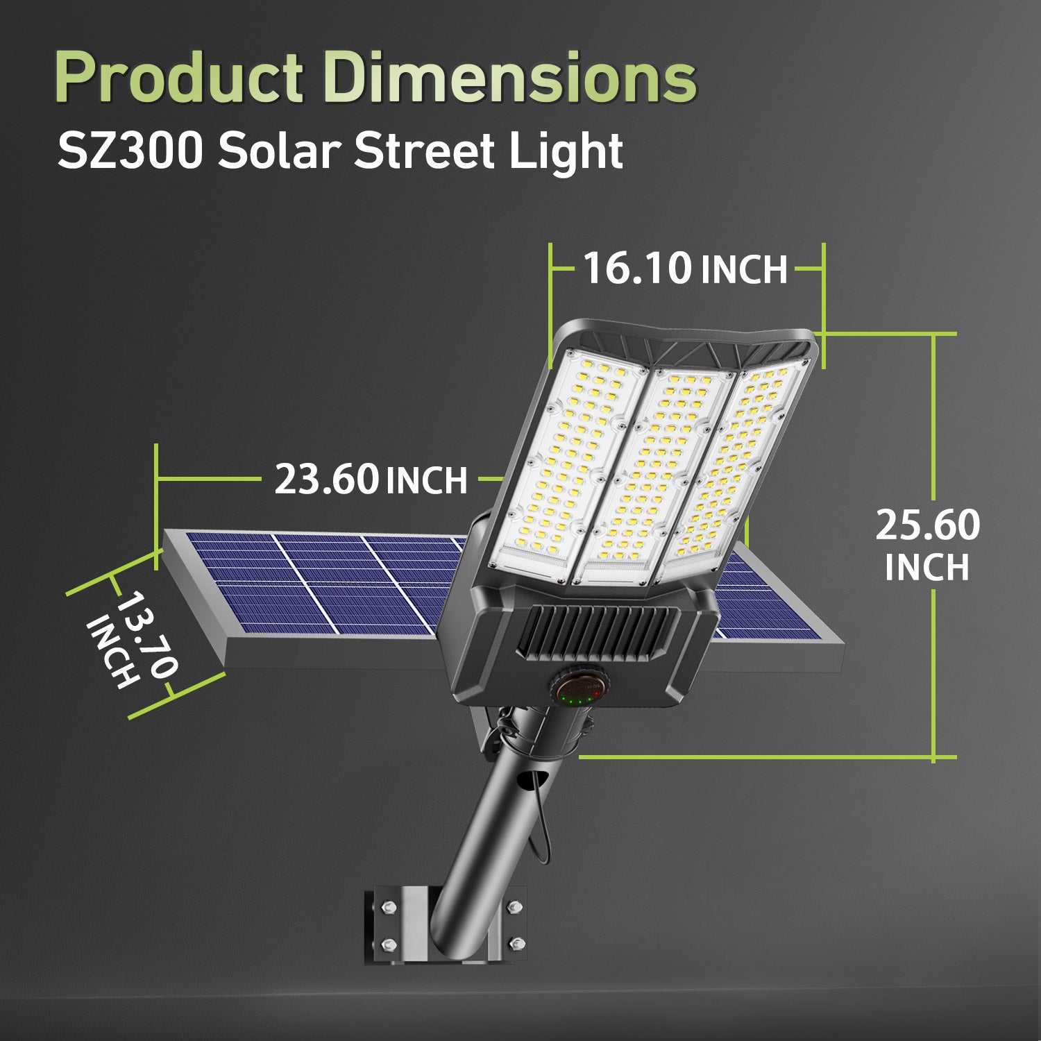 Hykoont SZ300 Commercial Solar Street Lights 400W 60000LM