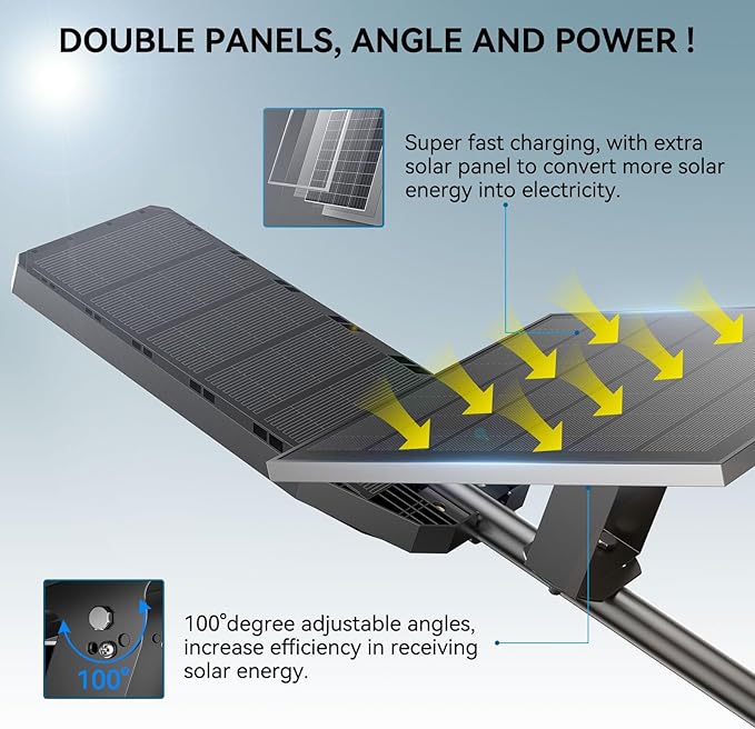Hykoont TW002C Solar Street Light 160W Motion Sensor Remote Control IP66 Waterproof