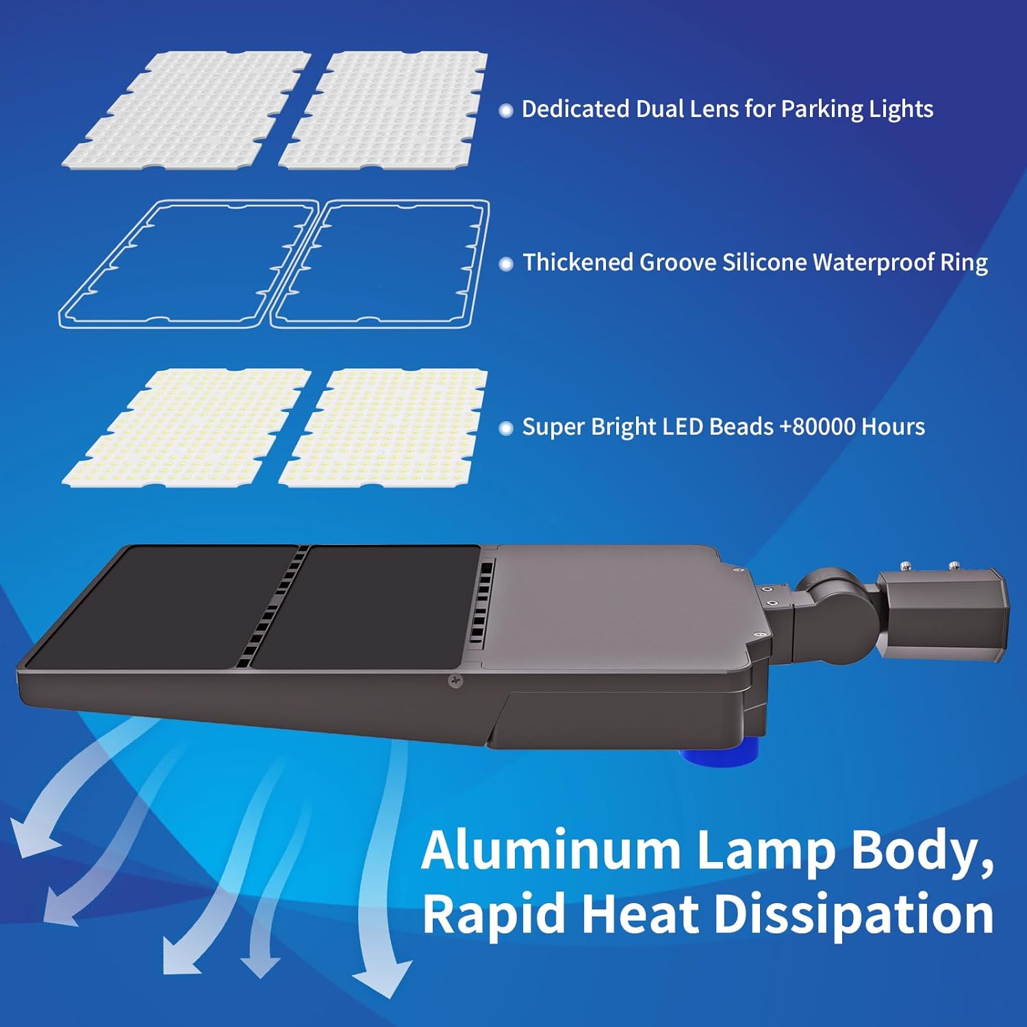 إضاءة موقف السيارات LED من Hykoont بقوة 39000 لومن وقوة 300 وات 