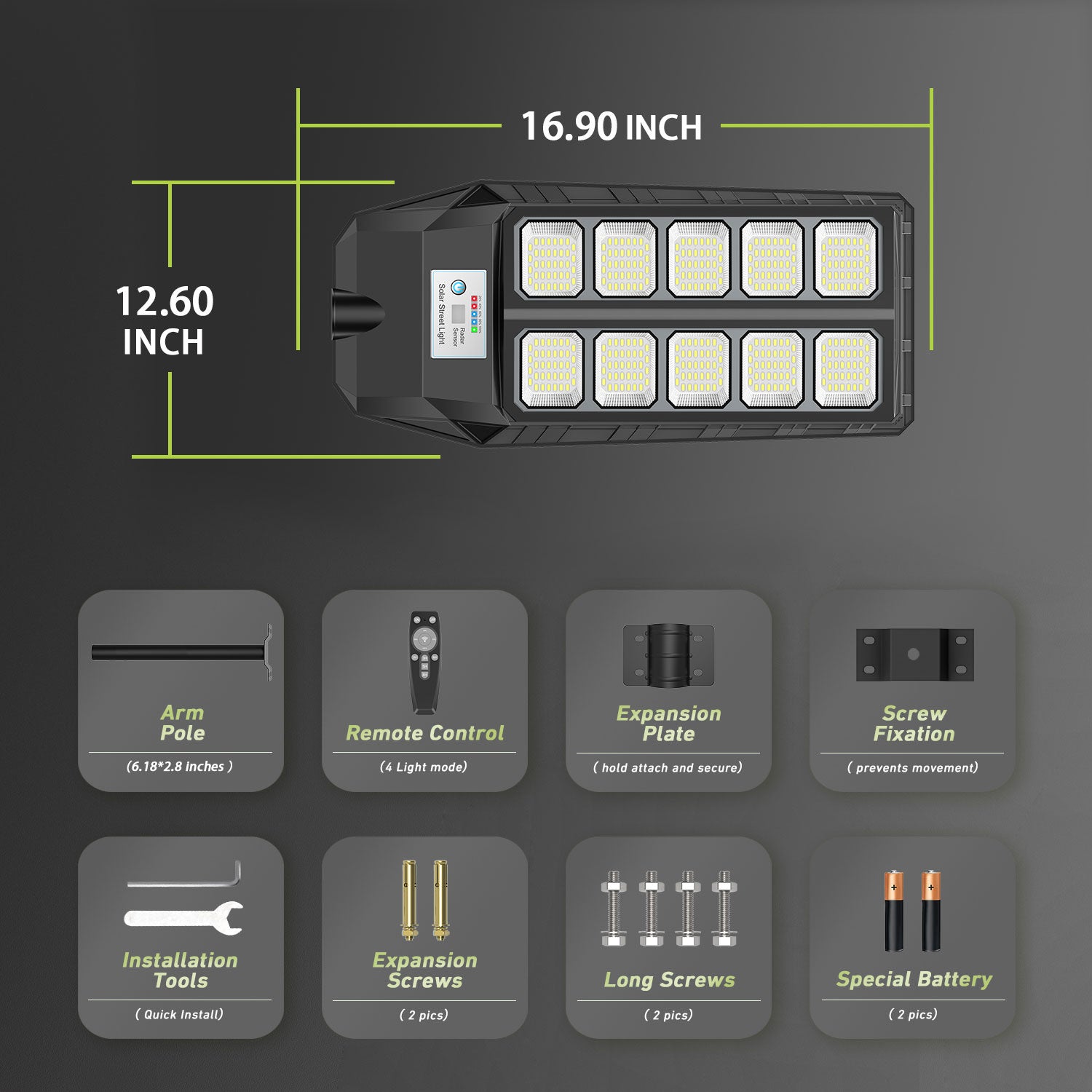 Hykoont TW001 Solar Street Light Dual-Lamp Design