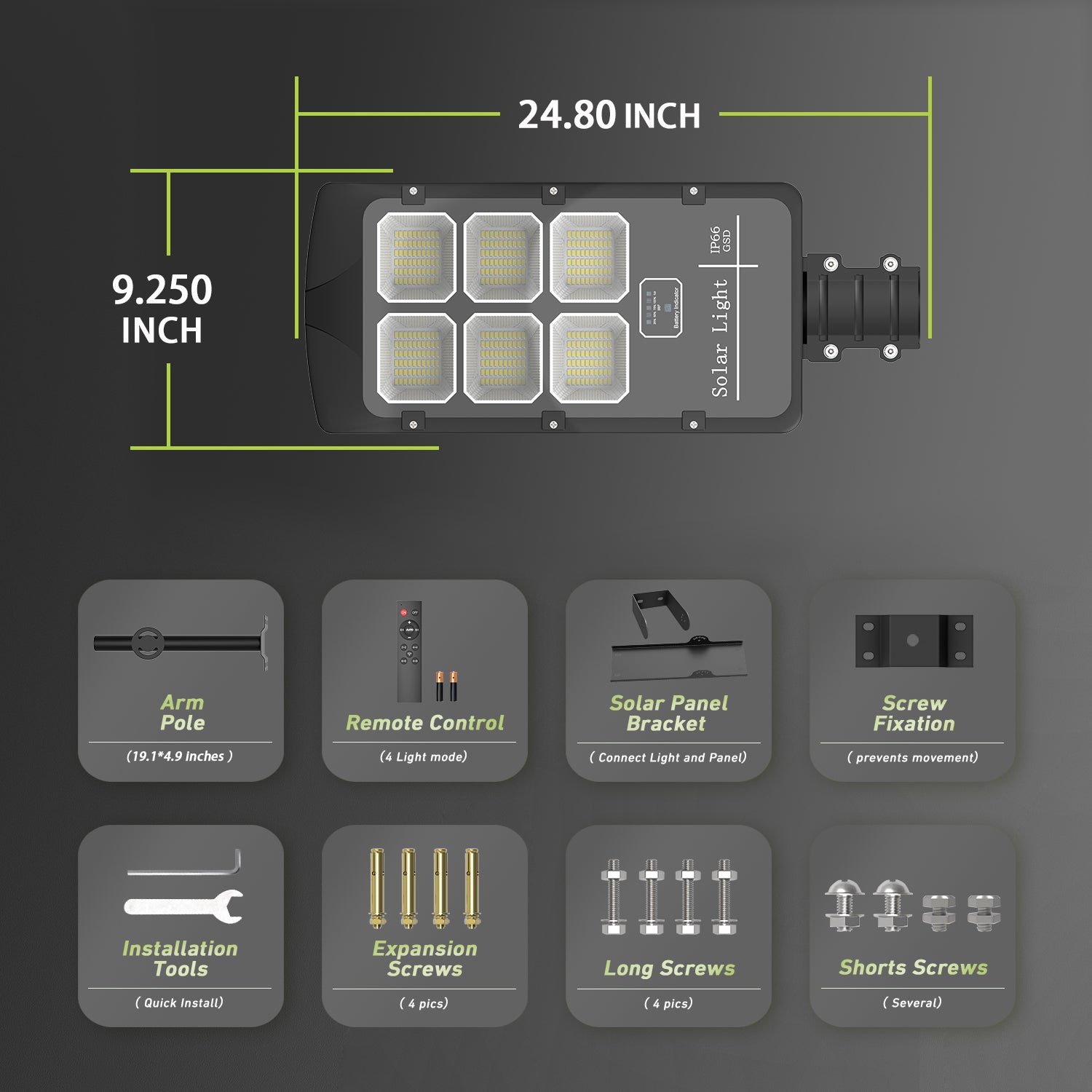 Hykoont BD006 Solar Street Commercial Light Alloy Material With High Lumen- Black