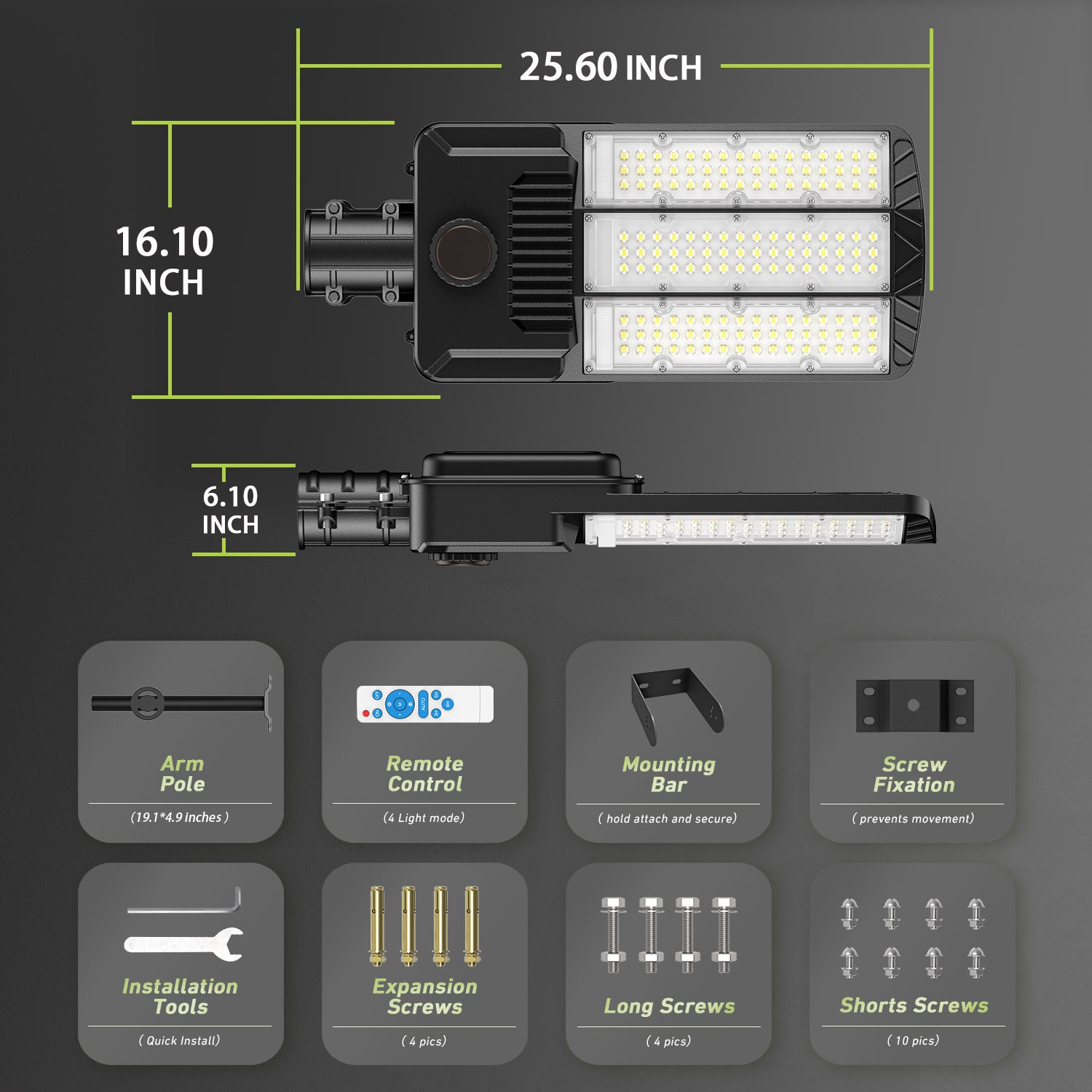 Hykoont SZ300 Commercial Solar Street Lights 400W 60000LM