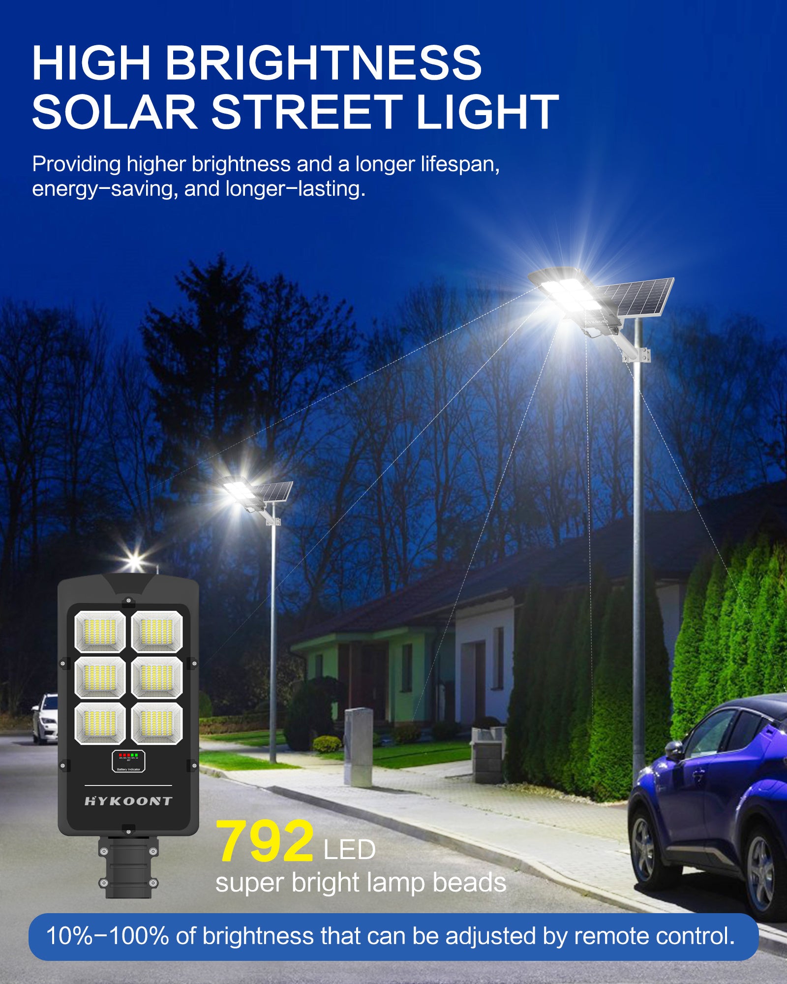 Hykoont BD006 Solar Street Light Motion Sensor 60000 Lumens - Black