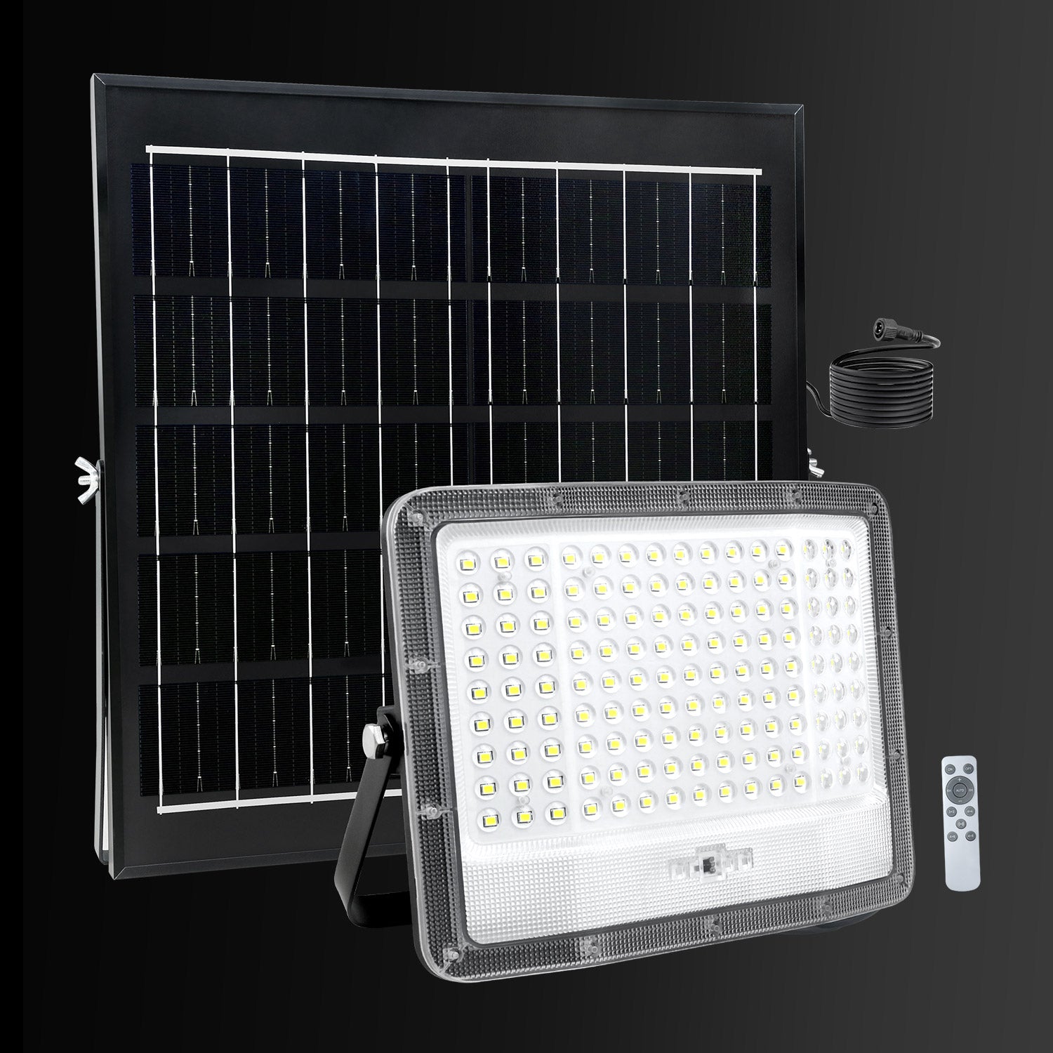 Hykoont High-Efficiency FF200 Solar LED Floodlight with 6500K Daylight 3 Sided Illumination