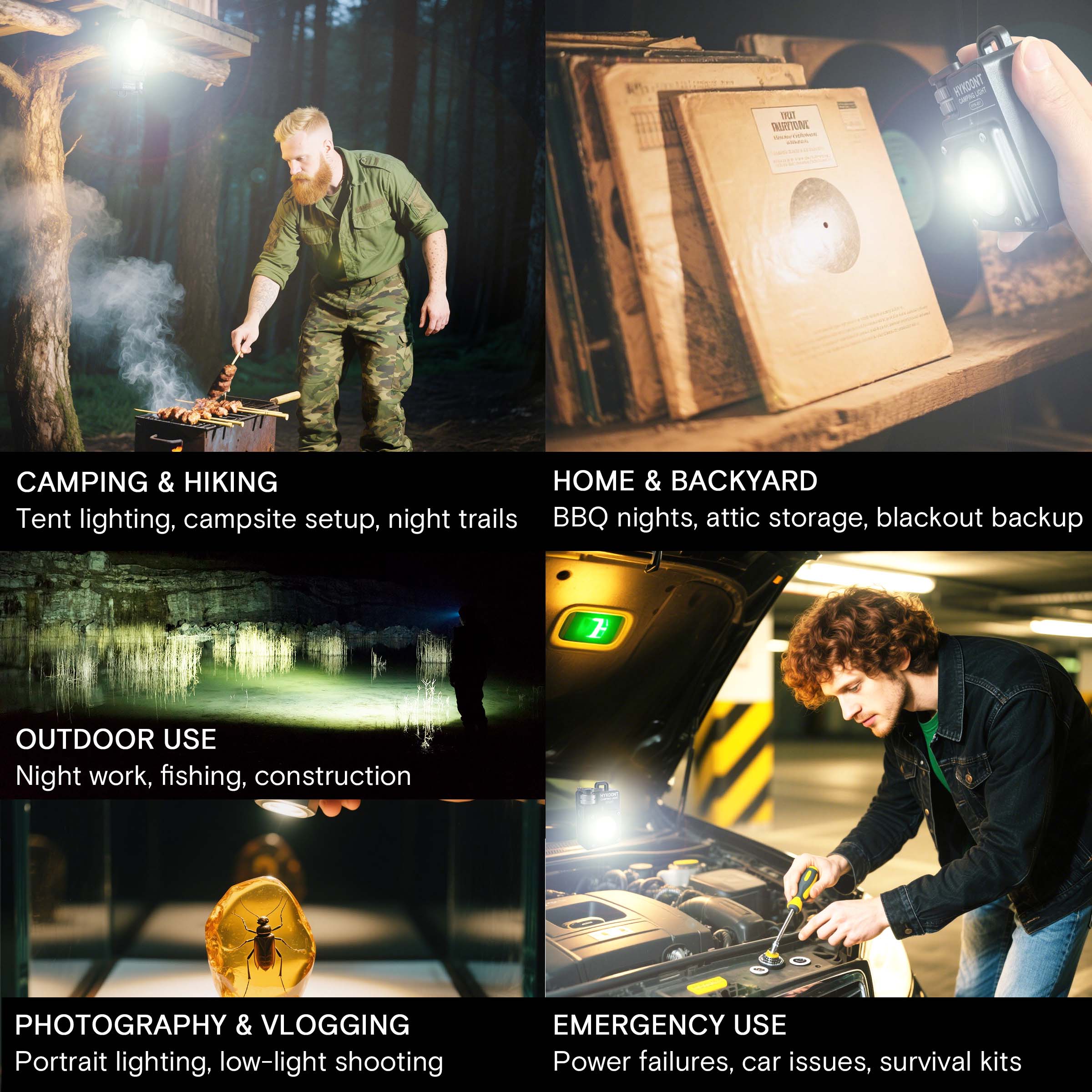 HYKOONT HYK-001 5000LM Super Bright Magnetic Camping&work Light |2700K–6900K | Waterproof & Rechargeable Flash light