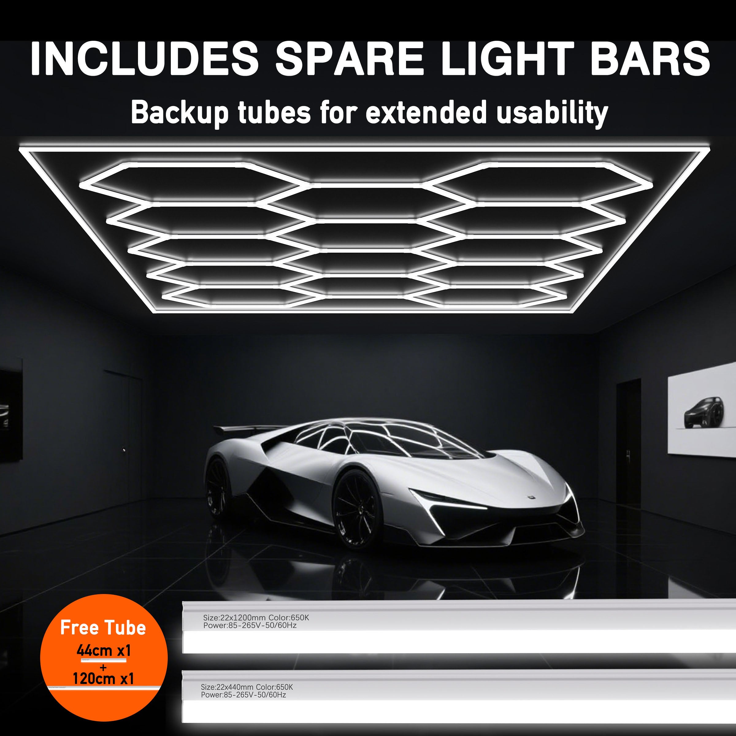 Hykoont 14 Grid with Frame 700W 73920LM LED Hexagon Garage Lights