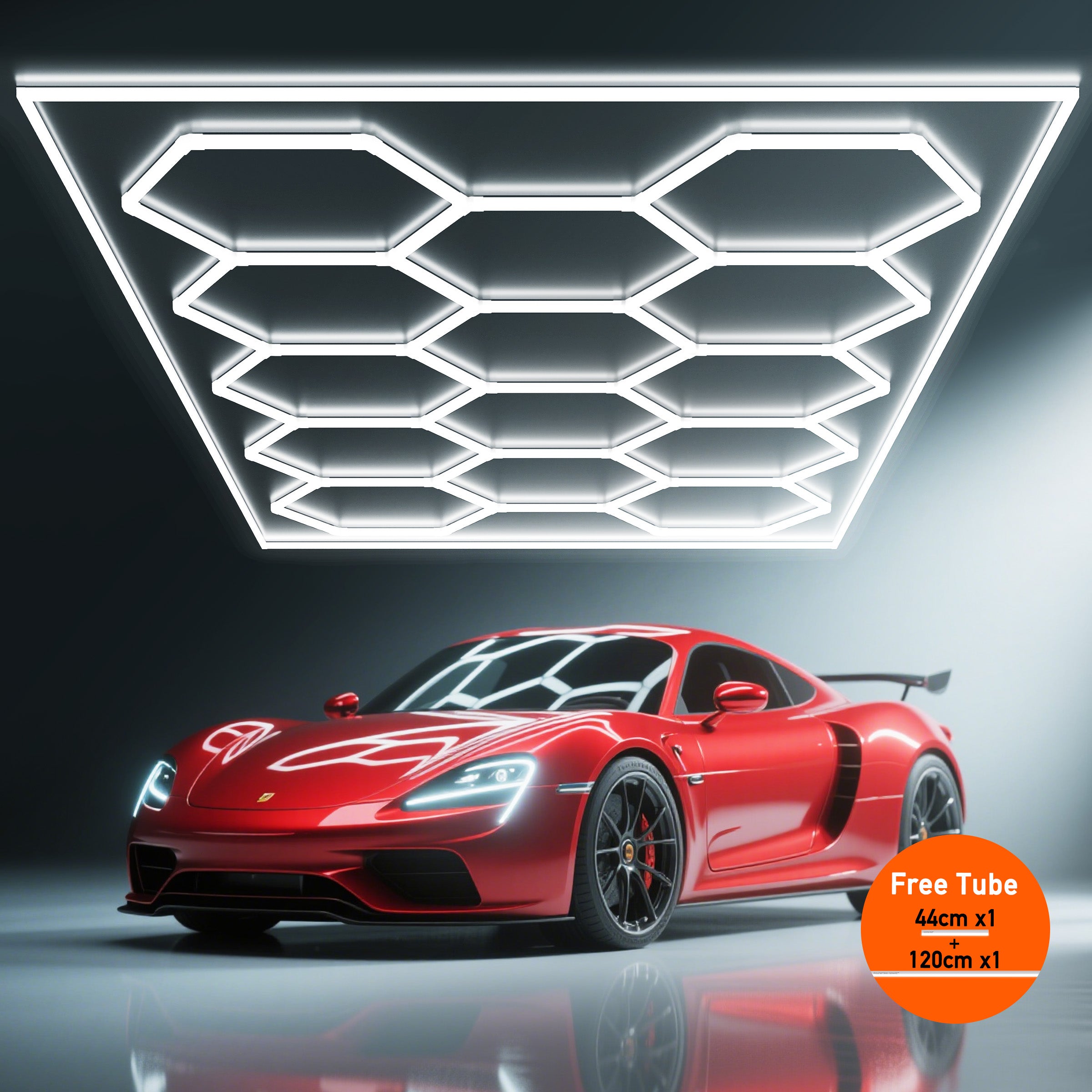 Hykoont 14 Grid with Frame 700W 73920LM LED Hexagon Garage Lights Buy a 14-Grid Get a Free 5-Grid