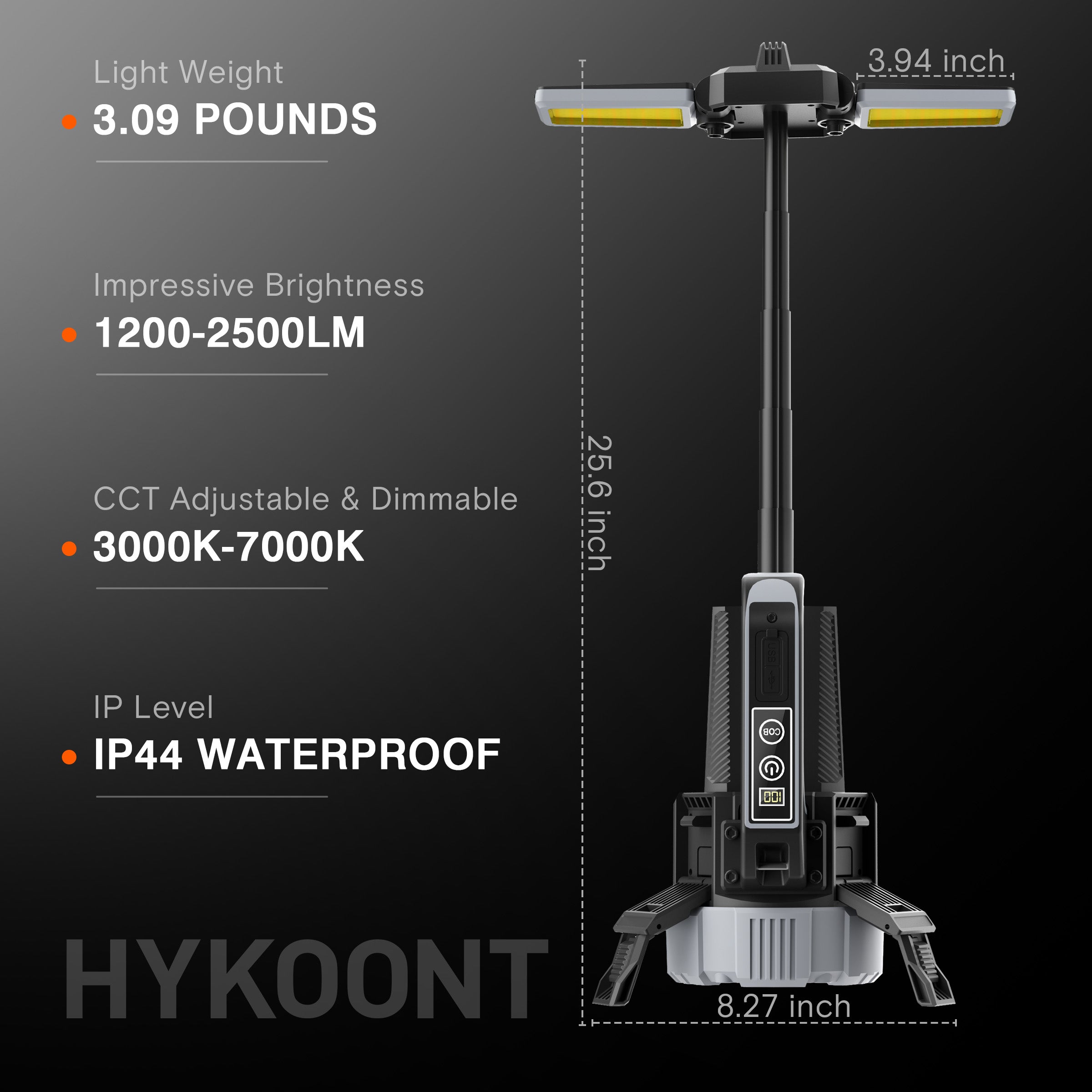 Hykoont LS018 Multi-Function 2 in 1 Flashlight Portable Extendable Adjustable Brightness CCT Bright