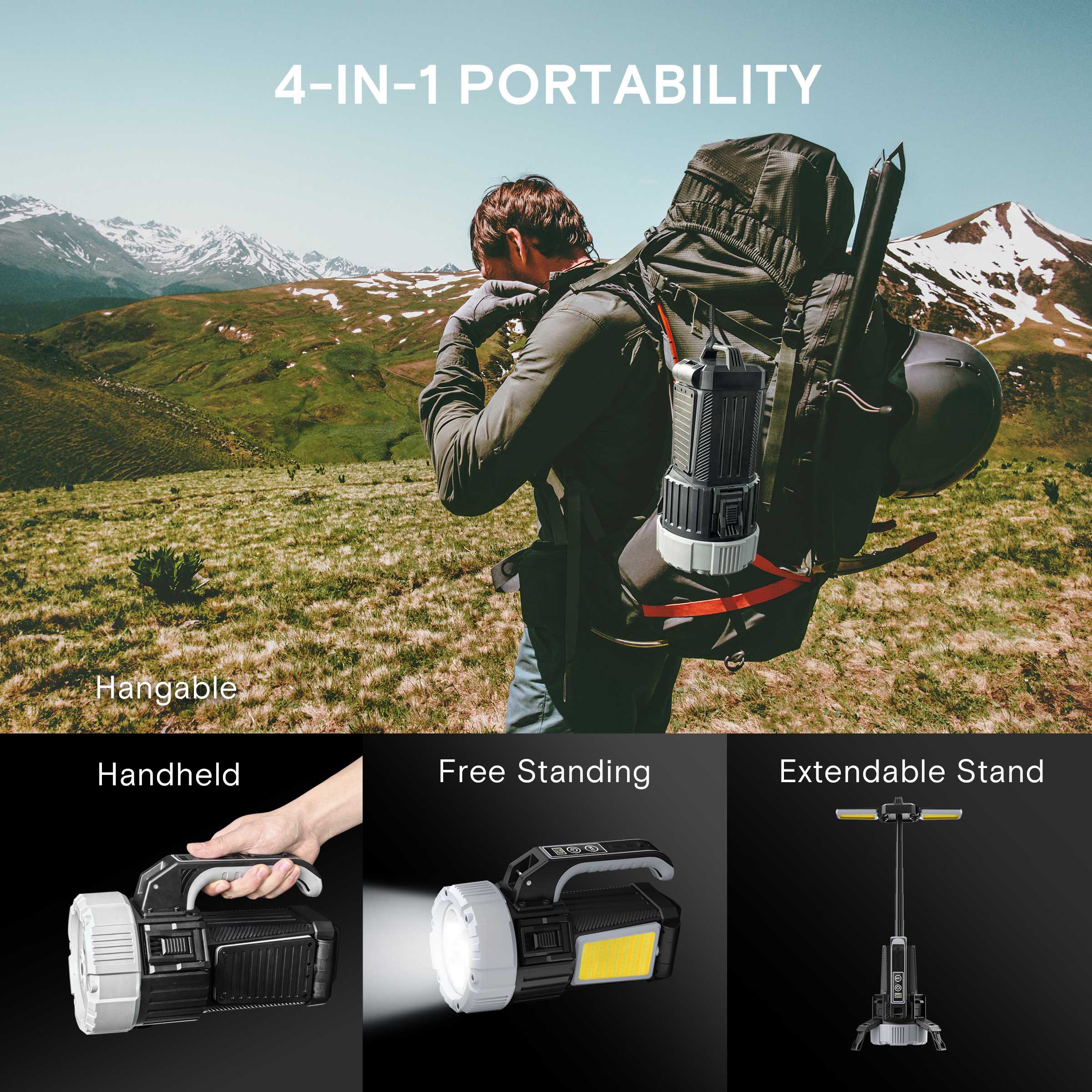 Hykoont LS018 Multi-Function 2 in 1 Flashlight Portable Extendable Adjustable Brightness CCT Bright