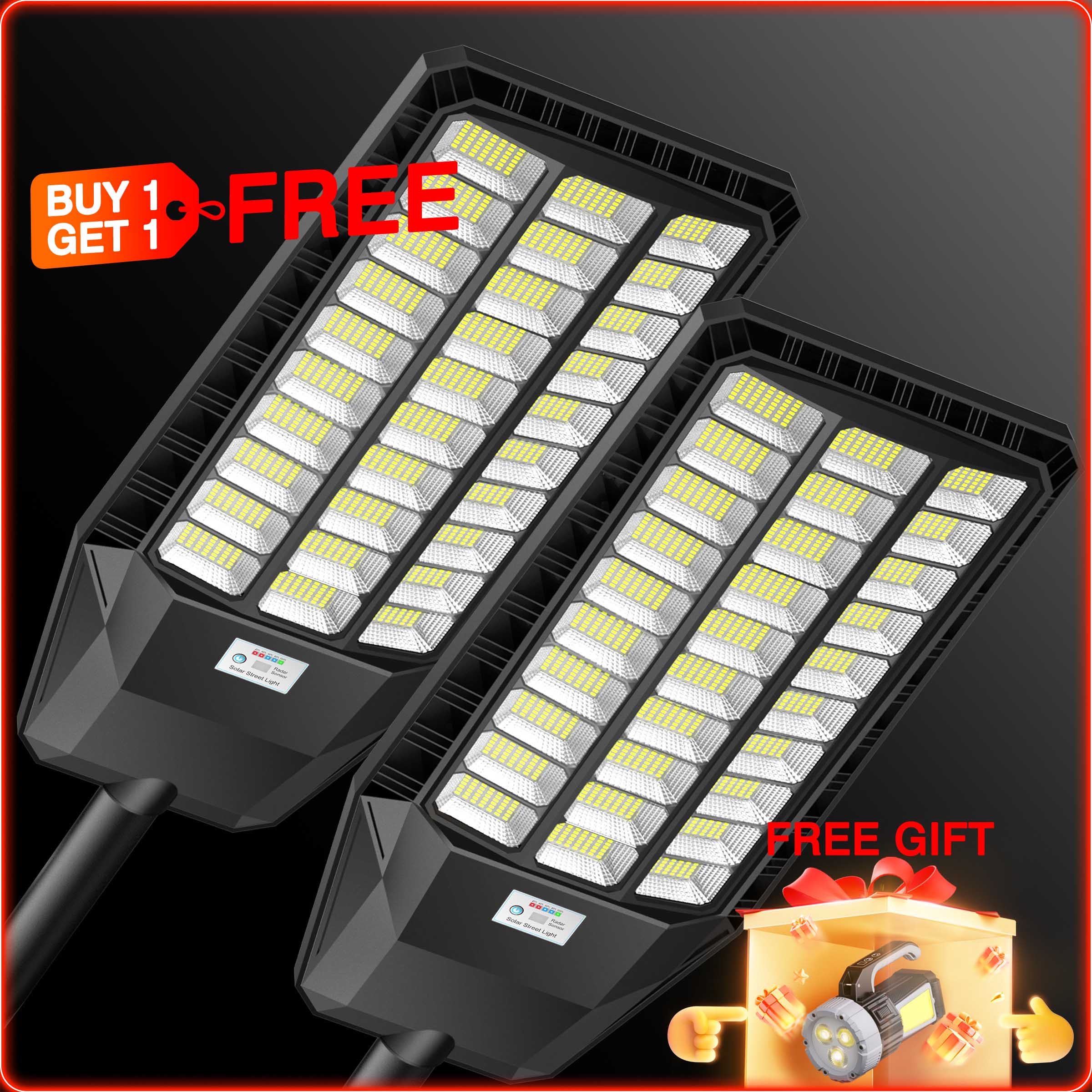 [BOGO] Hykoont TW030 300W Solar Street Light 42000 Lumens Dusk to Dawn 2Pack