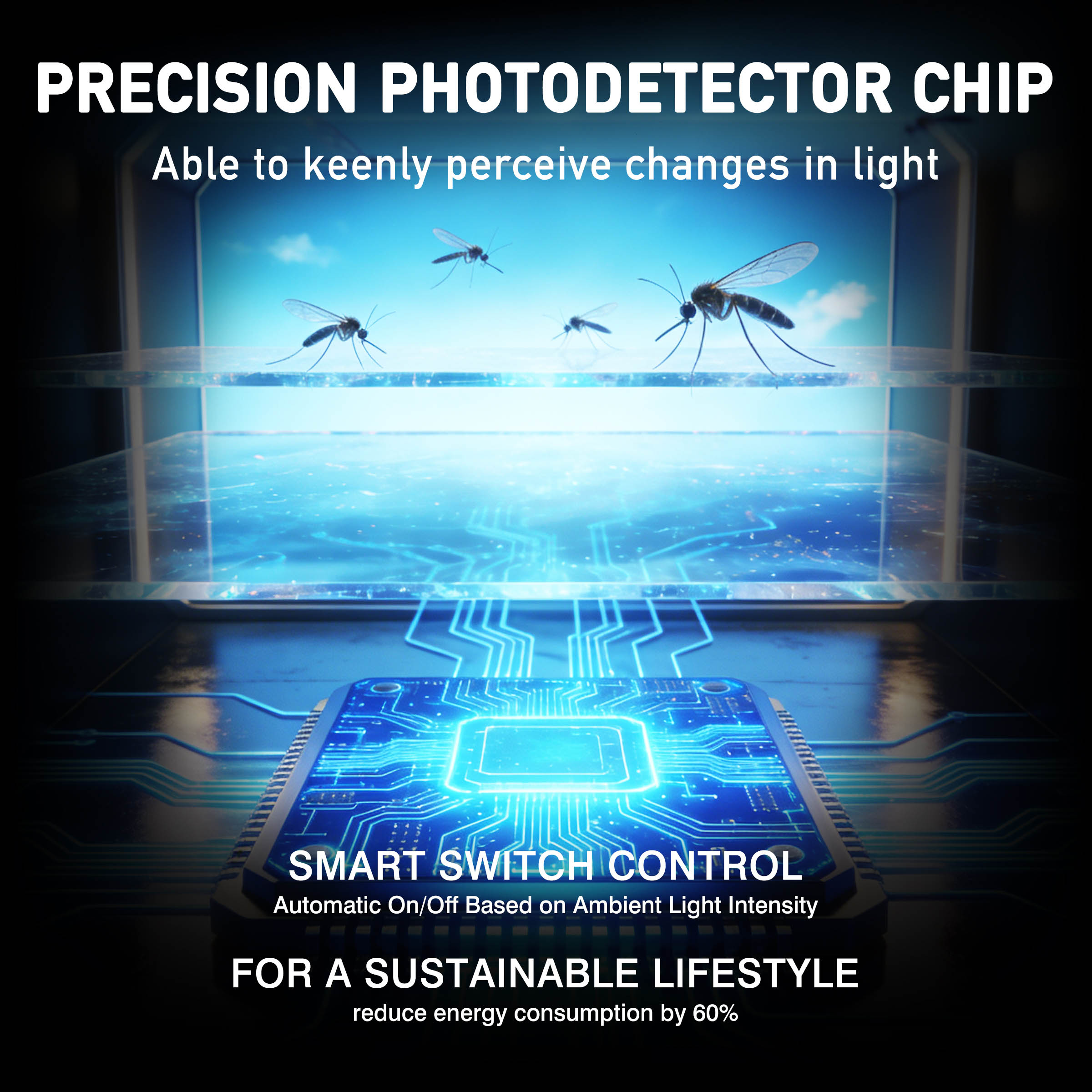 Hykoont 30W Solar LED Bug Zapper Light Pro Triple Tube Dusk-to-Dawn